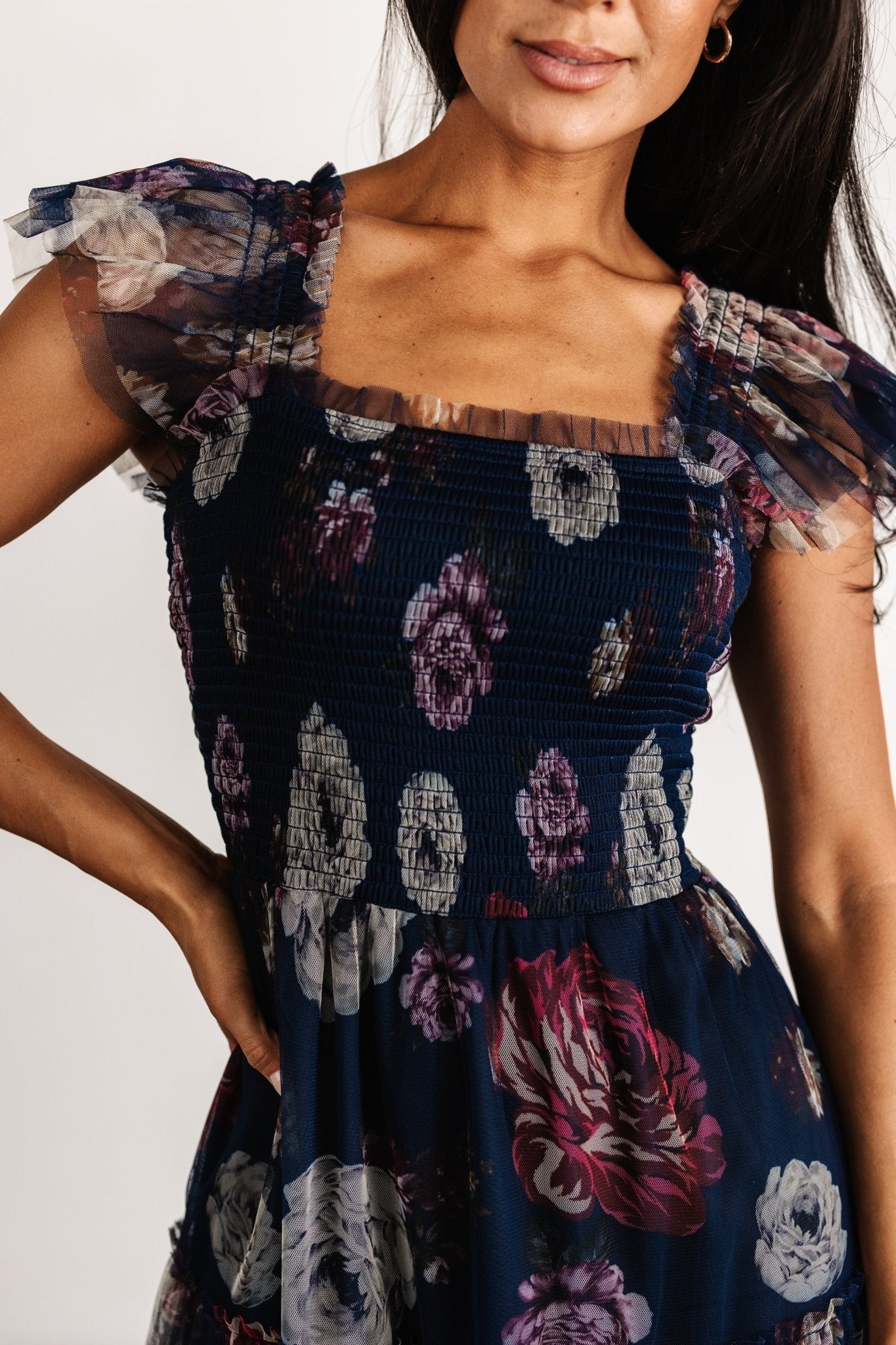 Clementine Tulle Midi Dress | Navy Floral Shop For