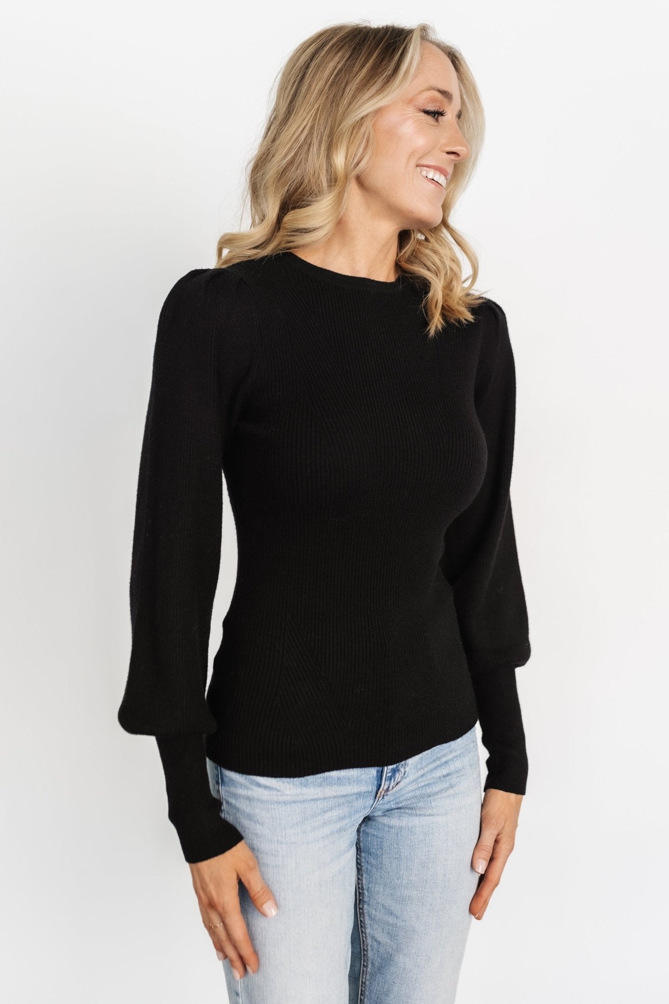 Lilou Rib Knit Sweater | Black View Cheap Pice