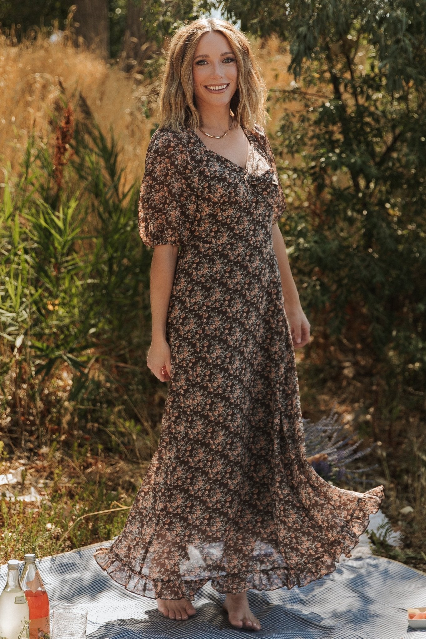 Camryn Maxi Dress | Brown Floral Discount 2025 Newest