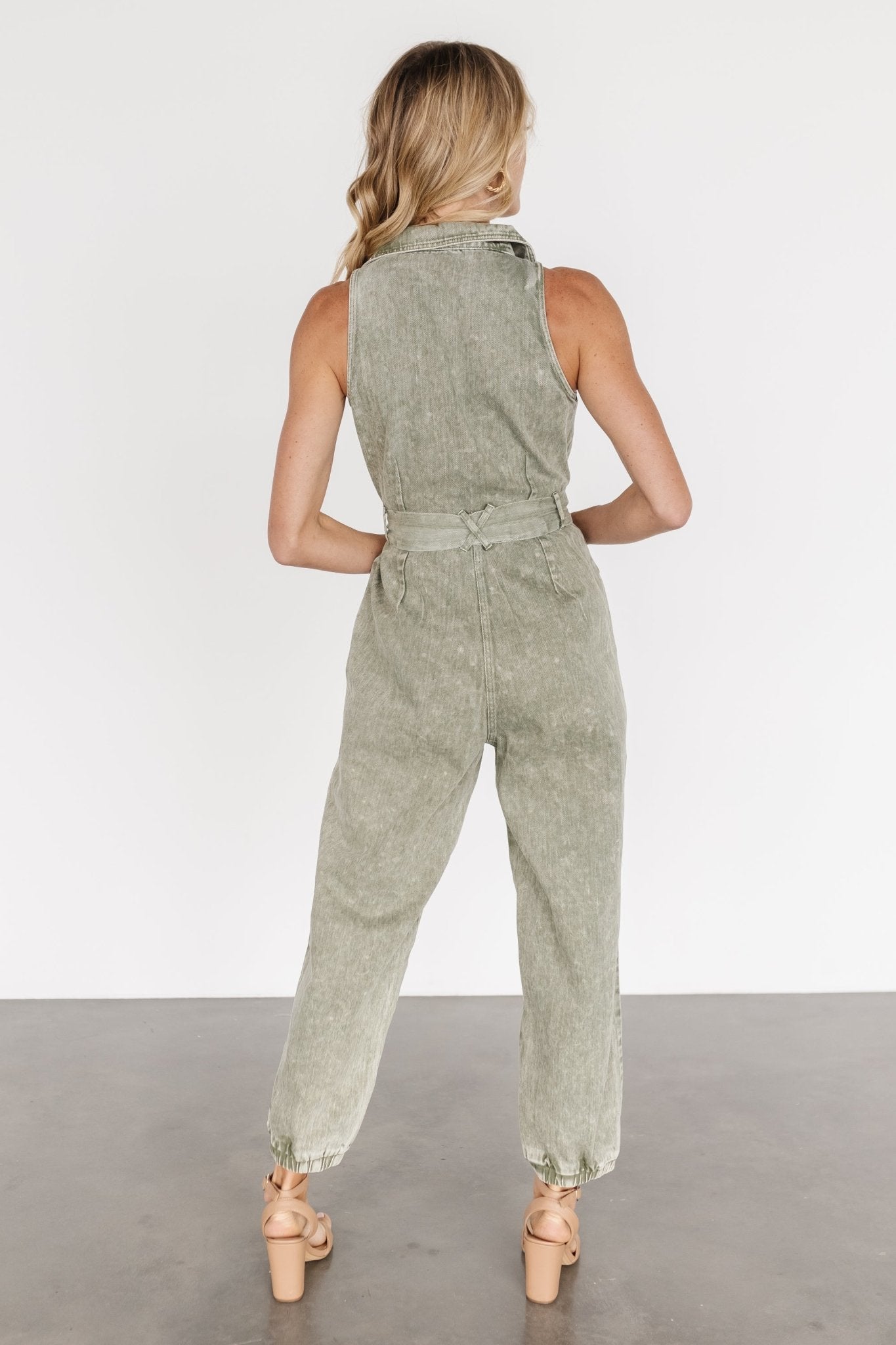 Zahara Sleeveless Jumpsuit | Washed Olive Cheap Sale Genuine