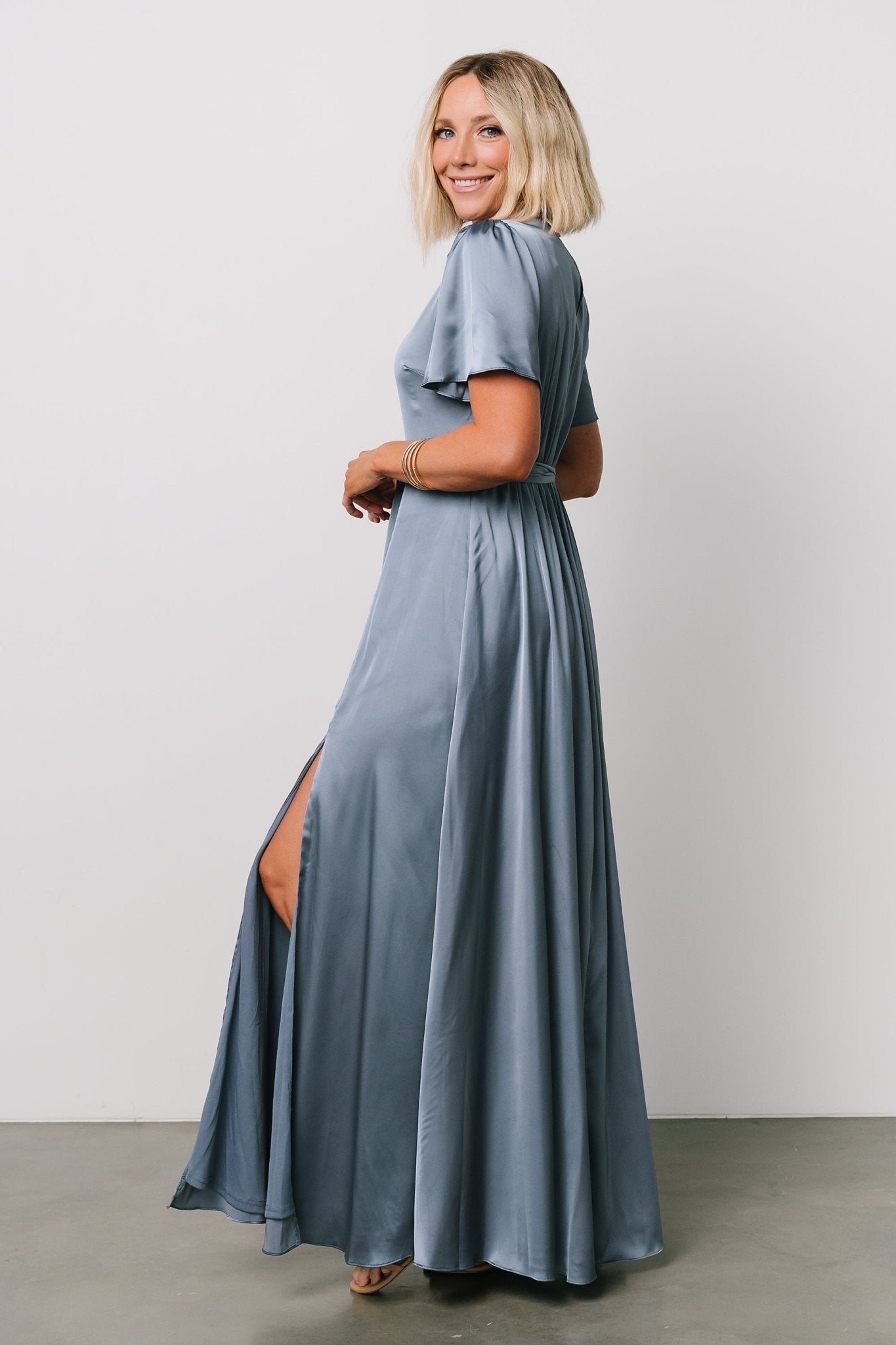 Agnes Satin Maxi Dress | Whisper Blue Sale Explore