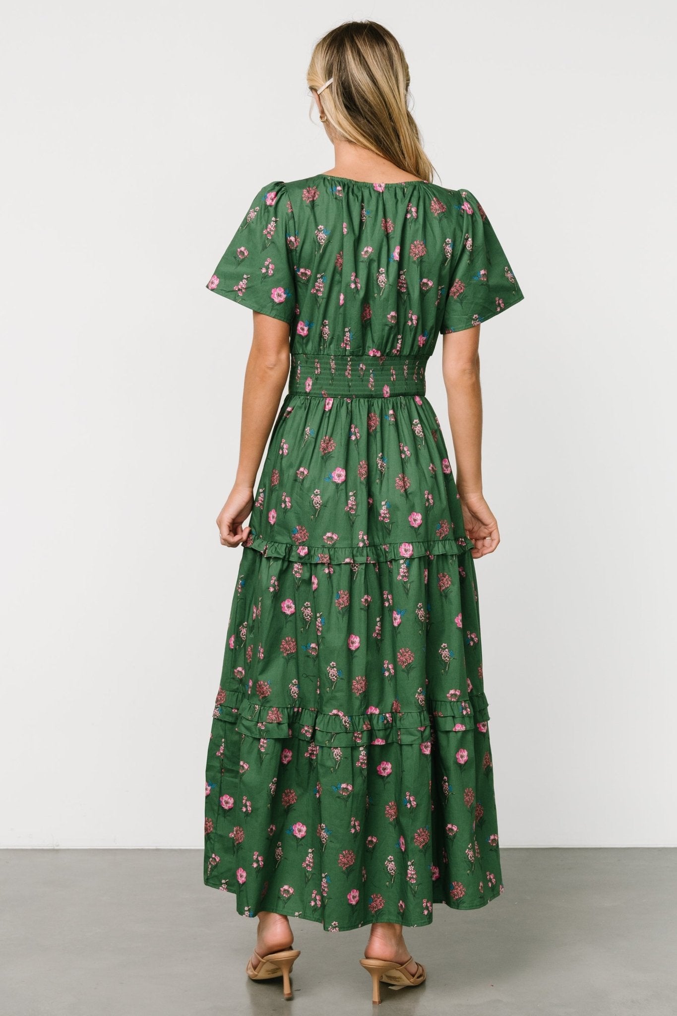 Kiana Poplin Maxi Dress | Green + Pink Buy Cheap Best Store To Get