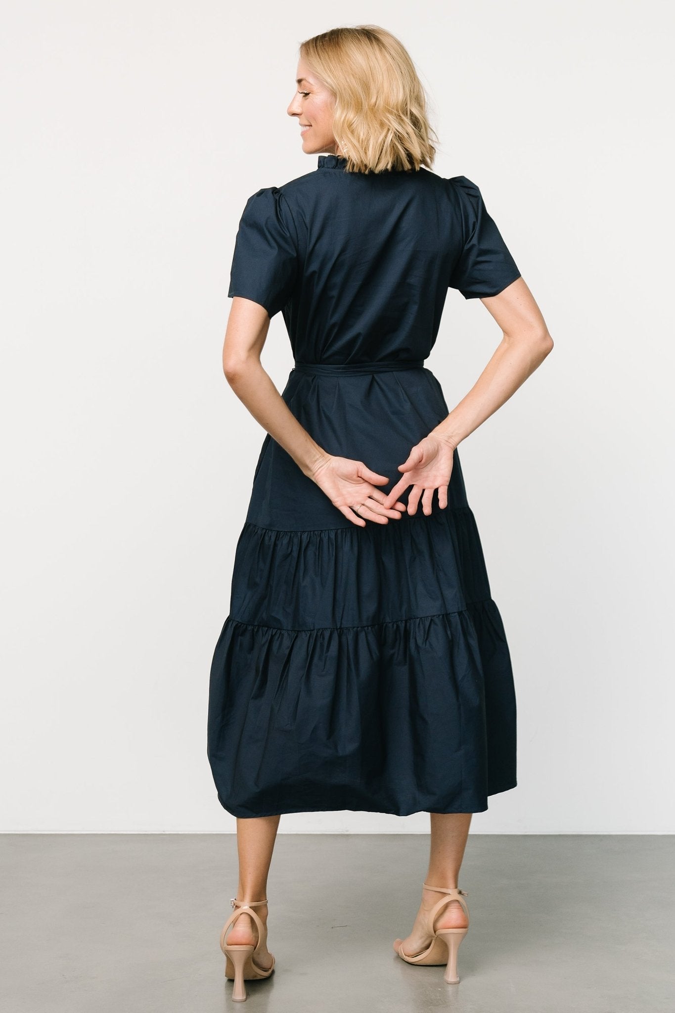 Providence Poplin Dress | Navy How Much For Sale