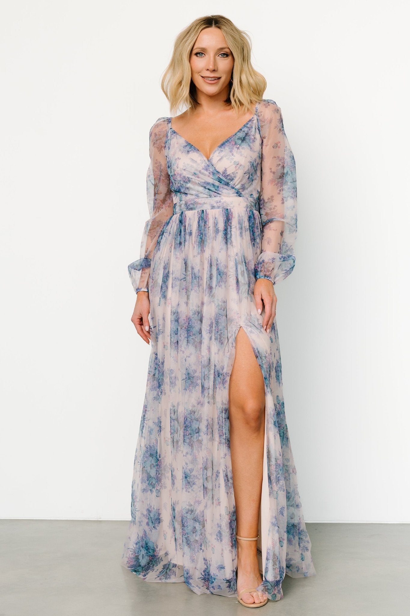 Desiree Tulle Maxi Dress | Natural + Slate Floral Buy Cheap Footlocker Finishline