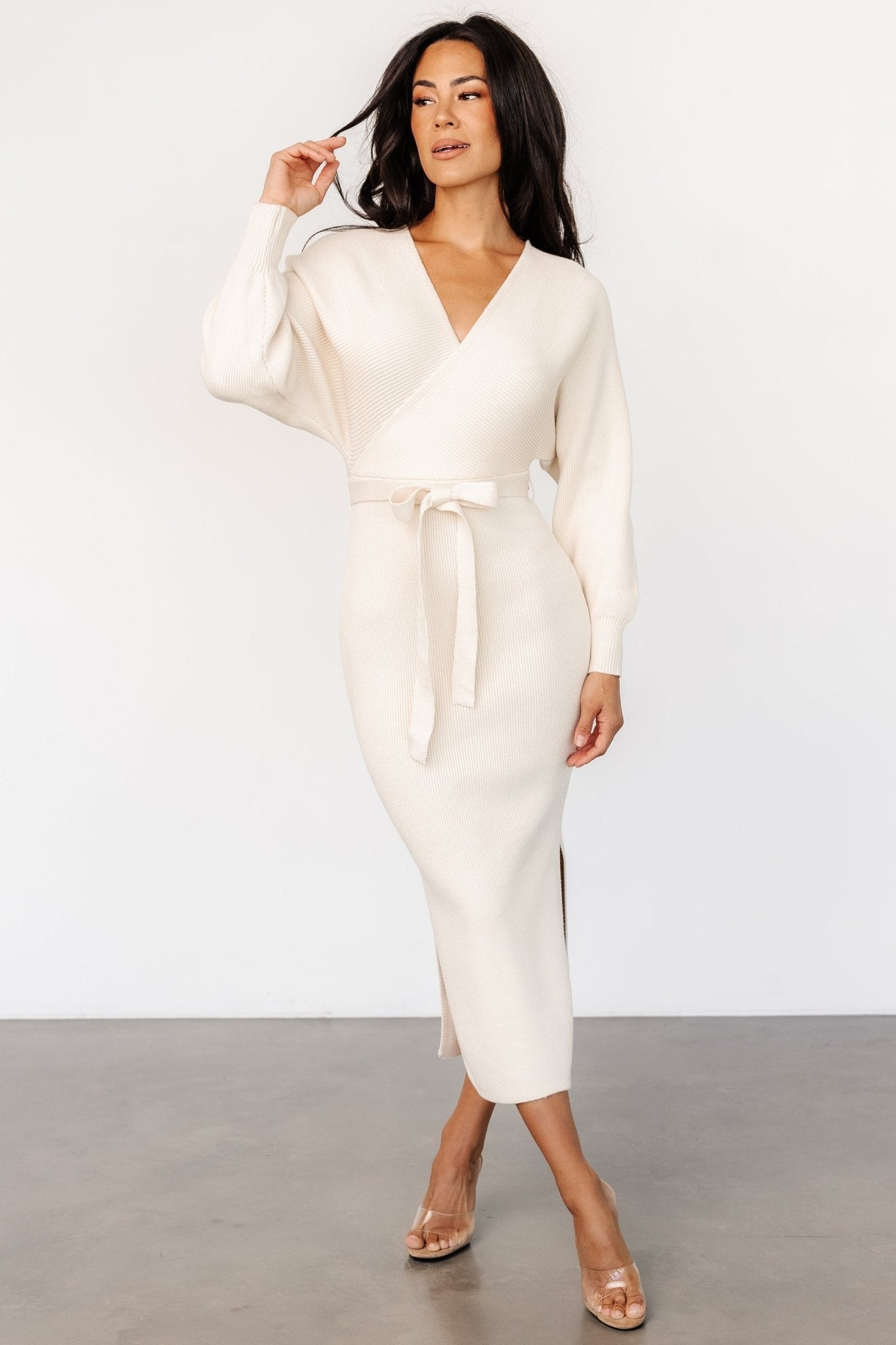 Sammi Faux Wrap Dress | Cream Discount Release Dates