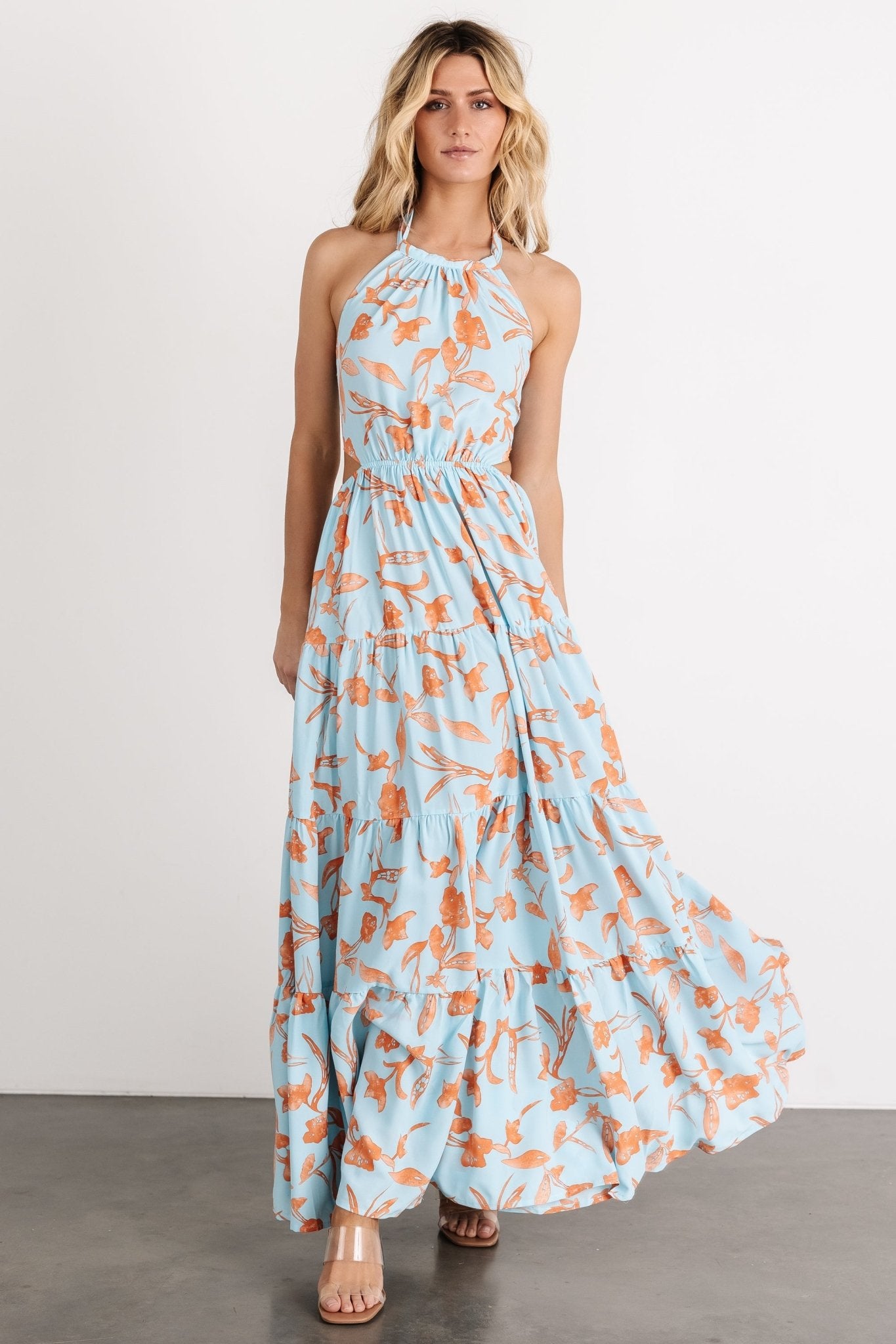 Laie Back Tie Maxi Dress | Blue + Orange Shop For Cheap Online