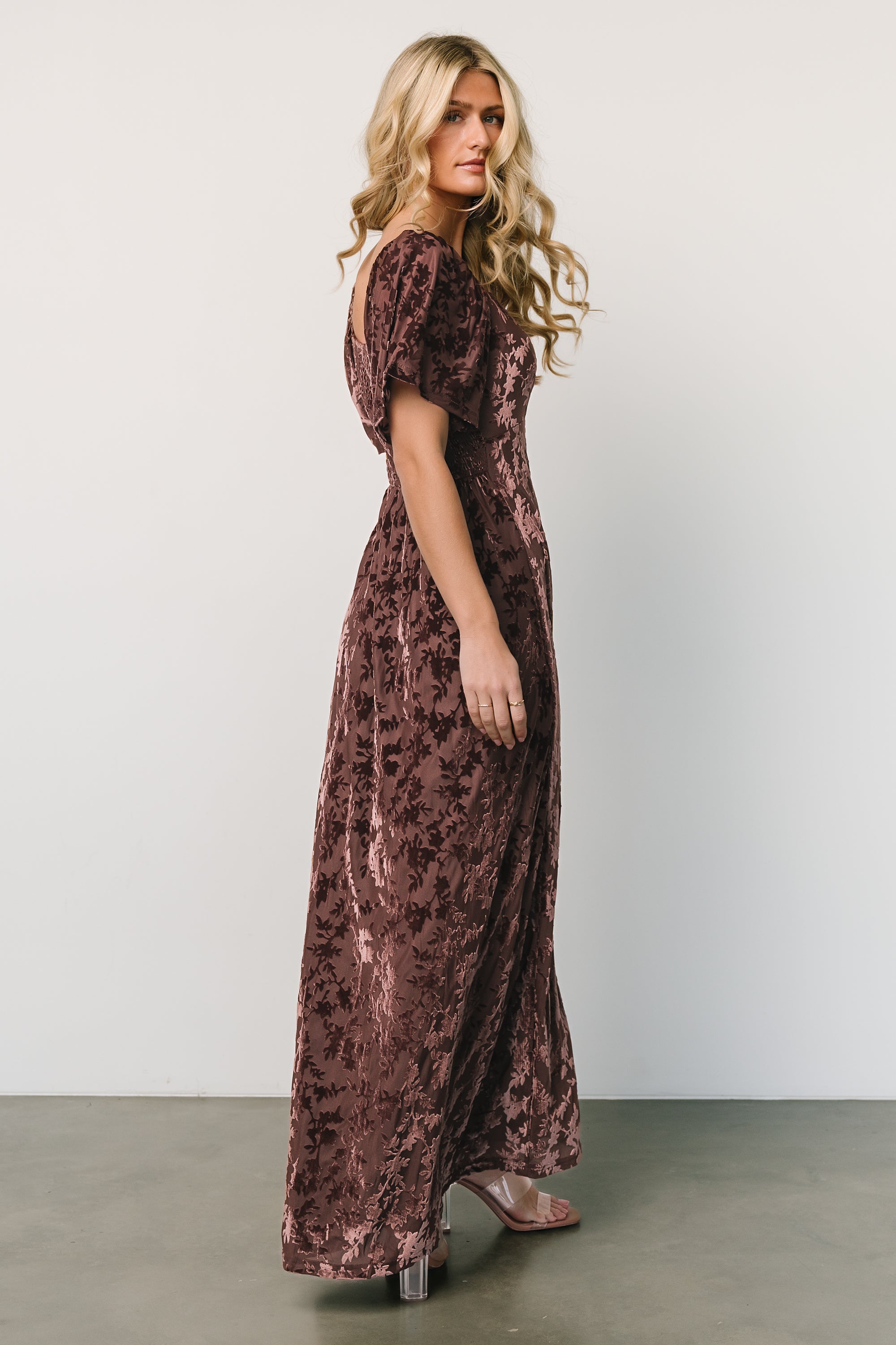 Everley Velvet Maxi Dress | Espresso Looking For Sale Online