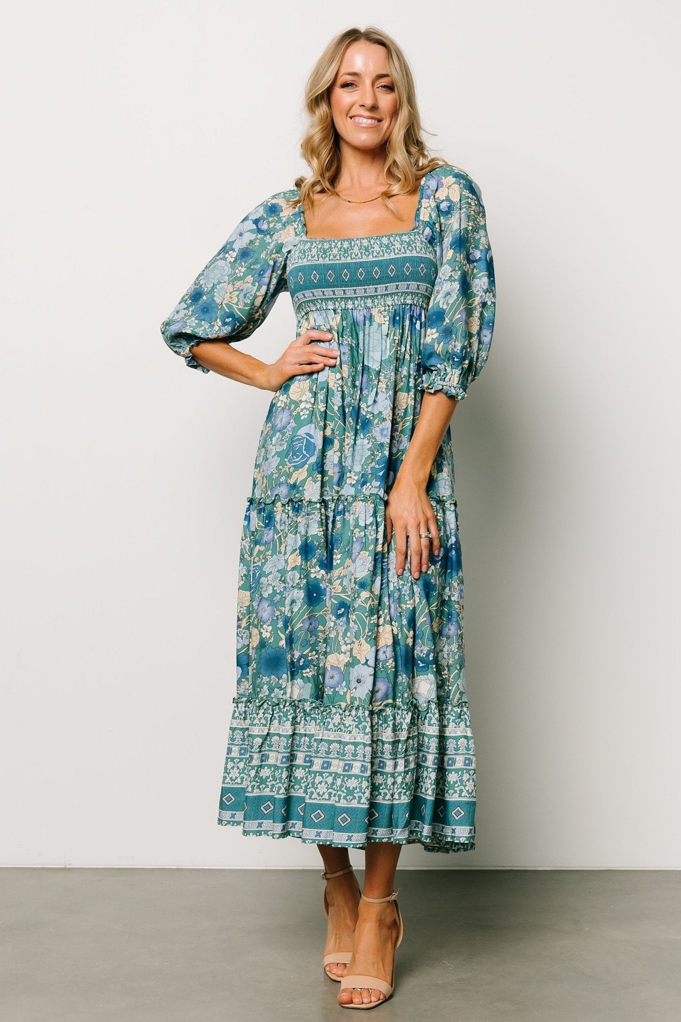 Shanna Tiered Dress | Emerald Multi Cheap Pice