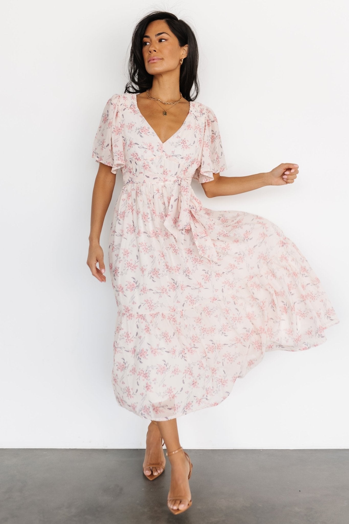 Iris Midi Dress | Blush Floral Cheapest Pice