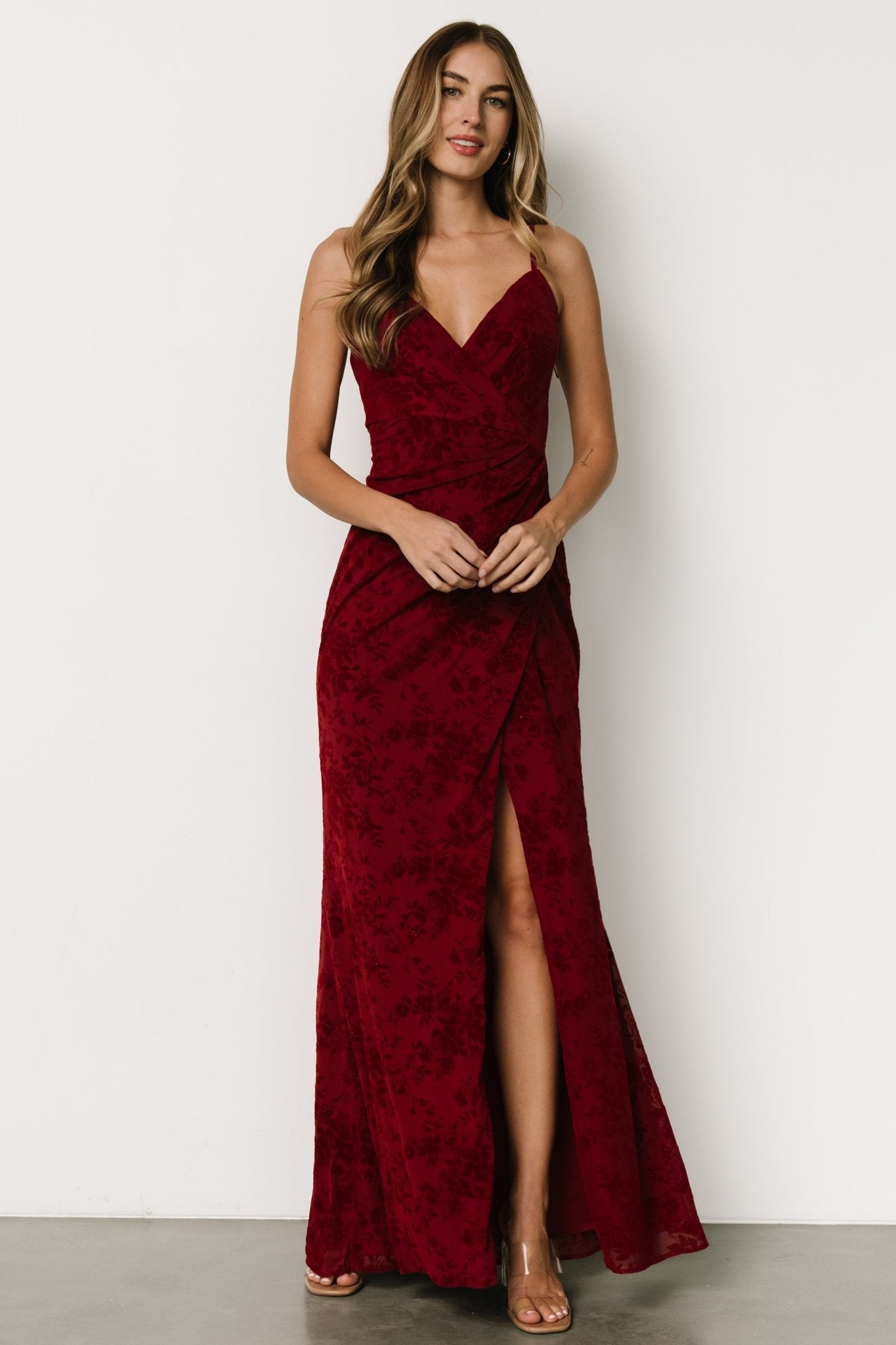 Ayesha Fitted Gown | Burgundy Discounts Sale Online