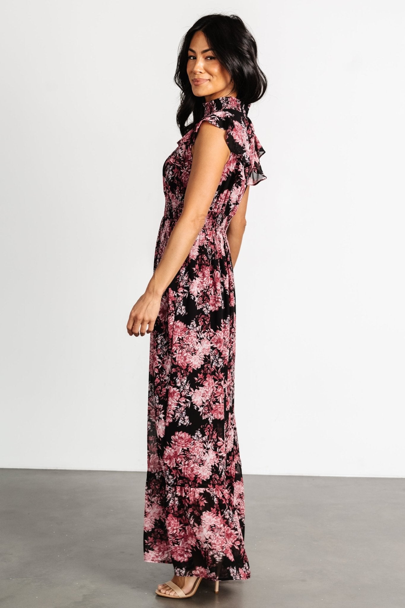 Kearny Ruffle Maxi Dress | Black + Mauve Free Shipping Finishline