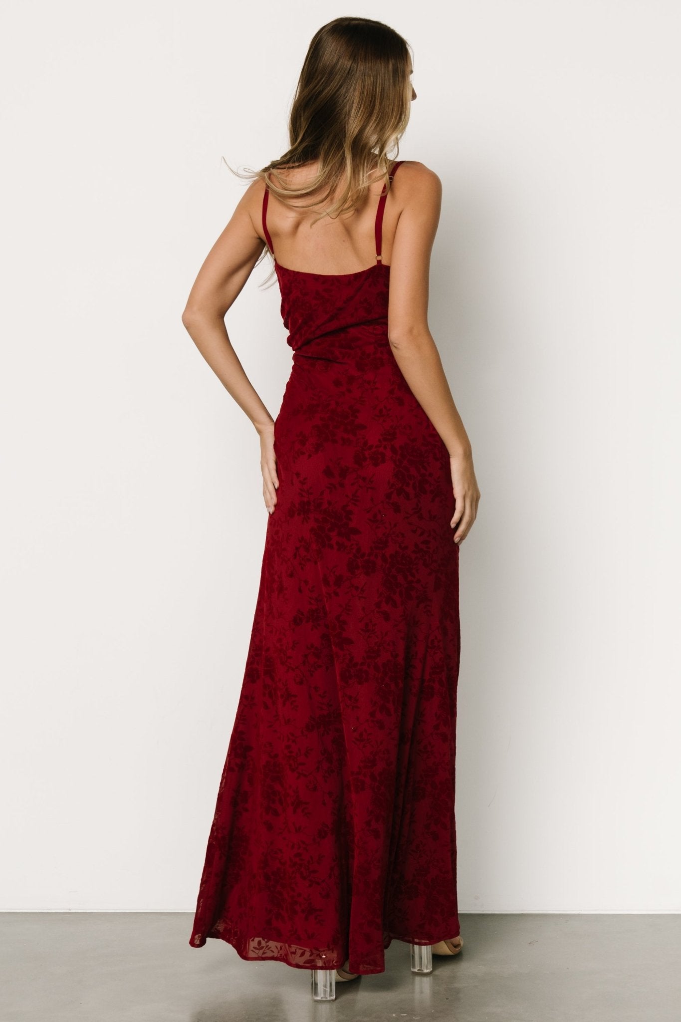 Ayesha Fitted Gown | Burgundy Discounts Sale Online