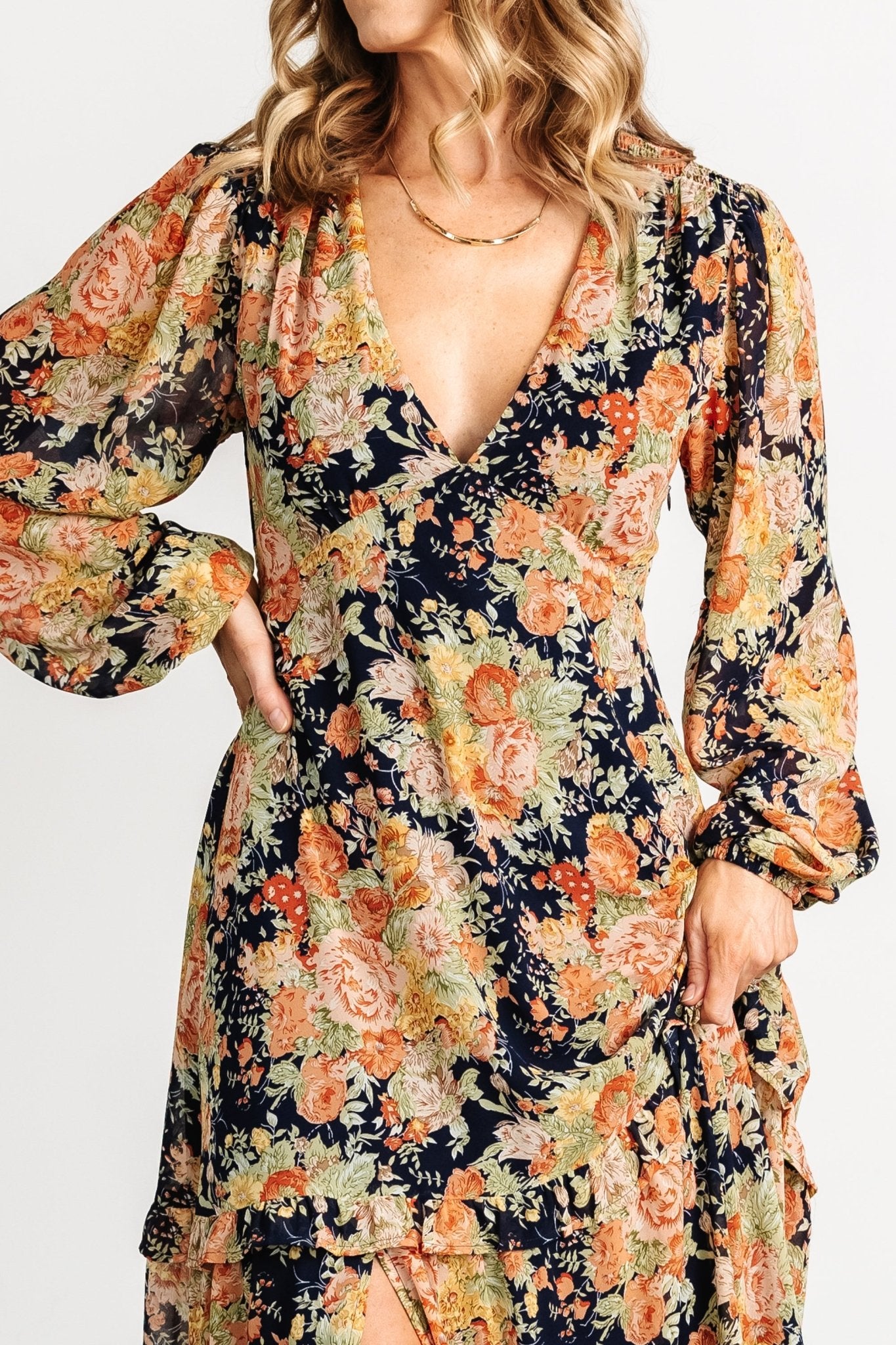 Bowman Deep V Maxi Dress | Navy Floral From China Cheap Pice