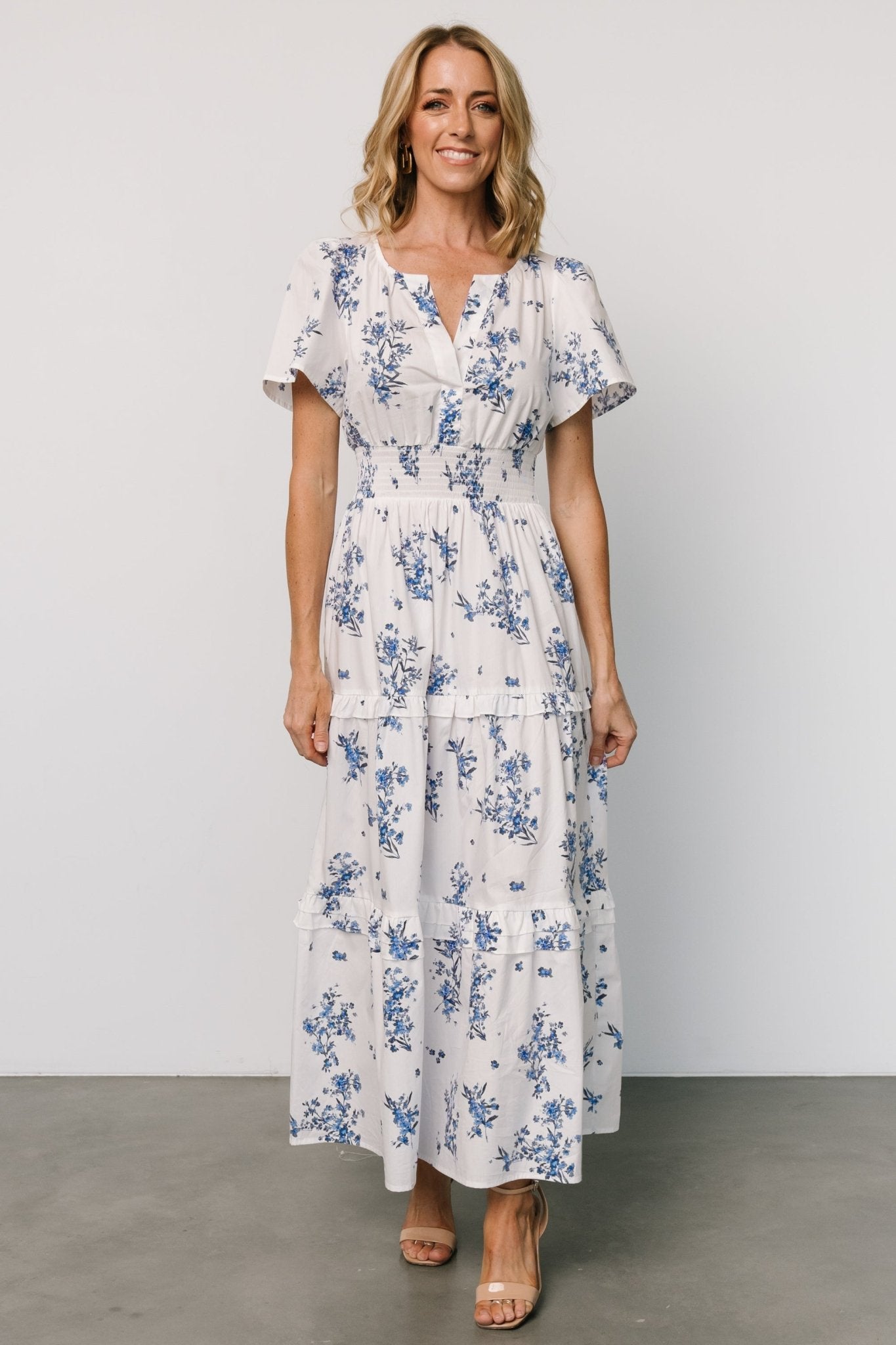 Kiana Poplin Maxi Dress | Off White + Blue Sale Wiki