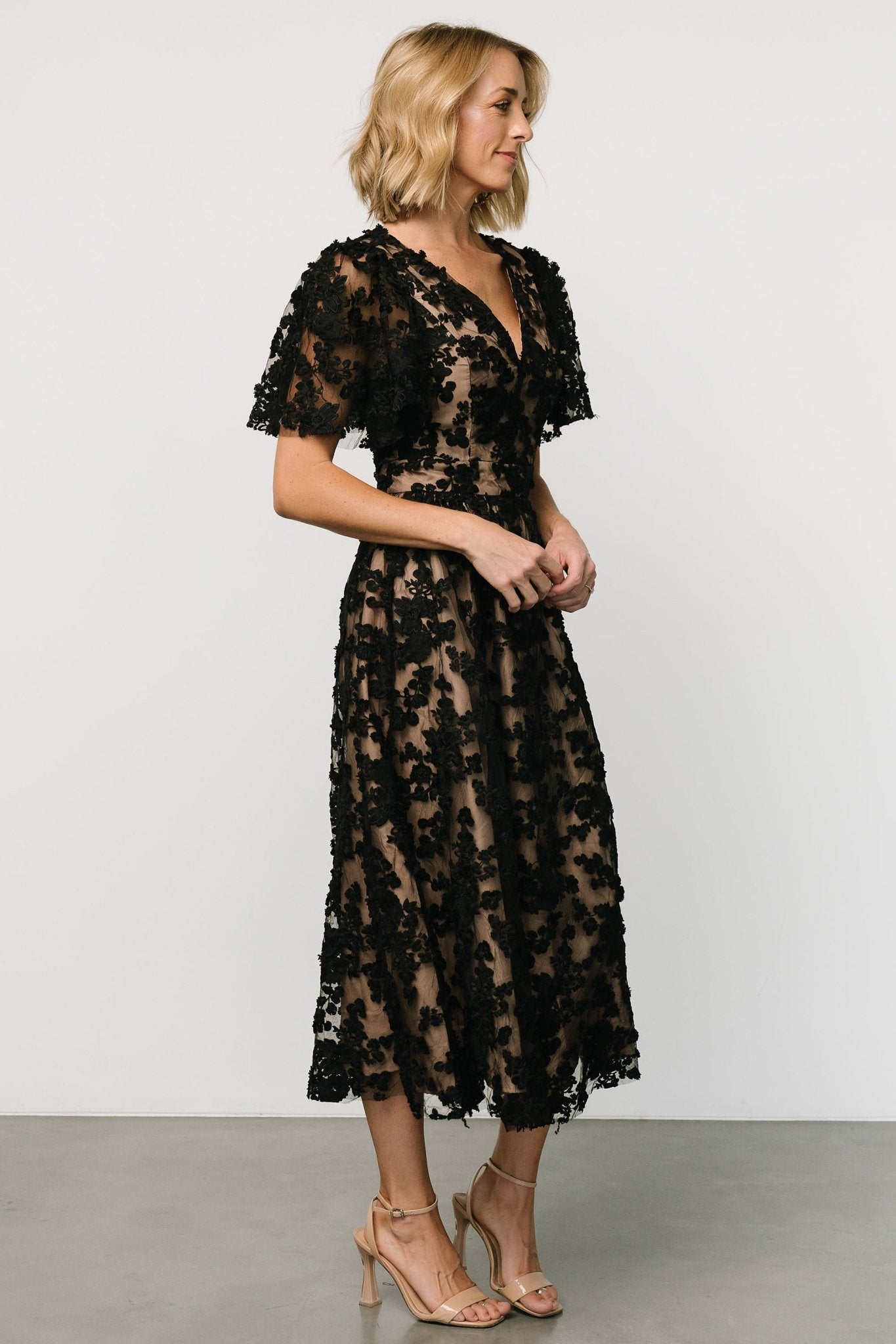 Sadie Embroidered Midi Dress | Black + Nude Clearance Largest Supplier