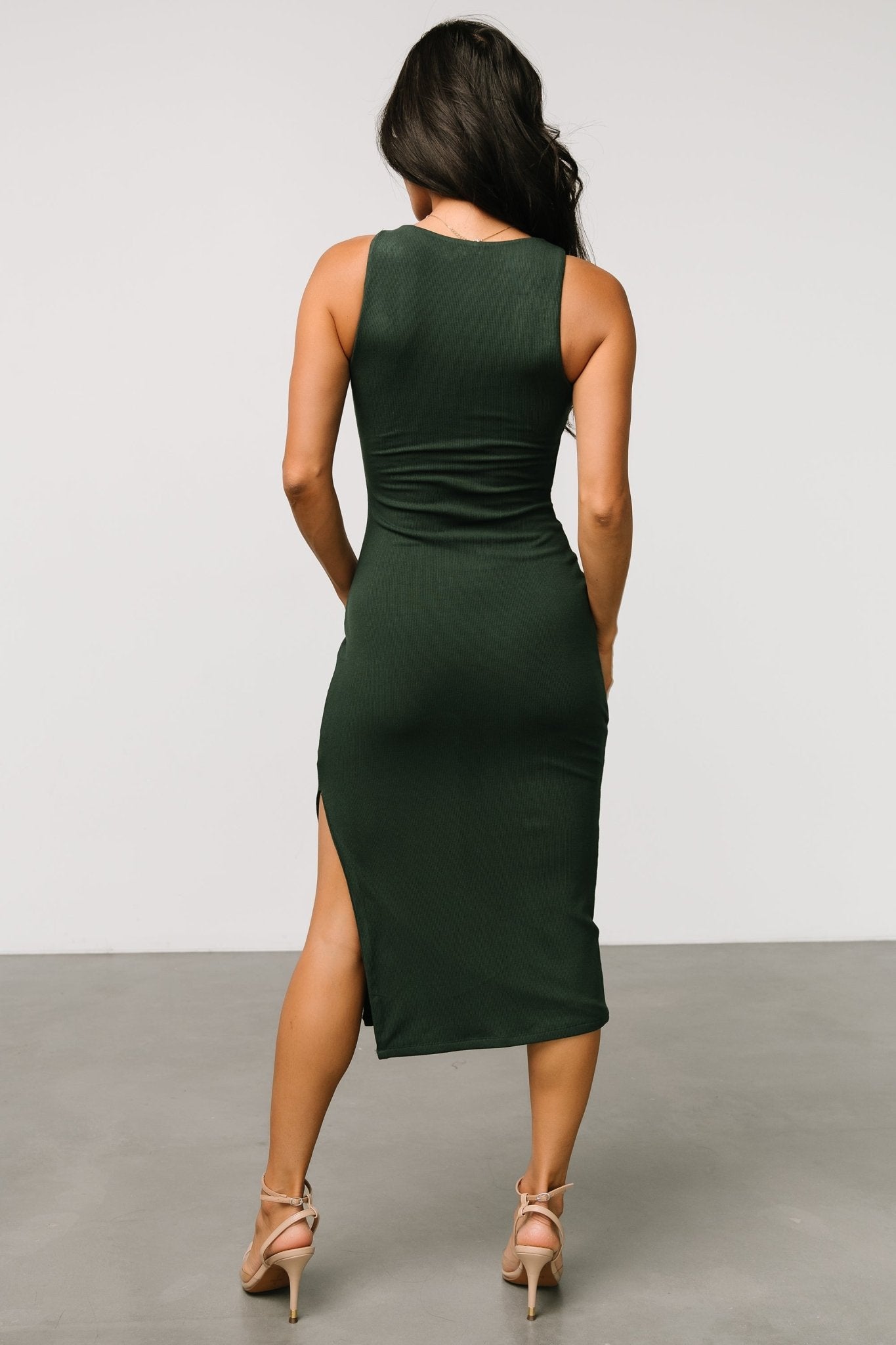 Moore Ribbed Tank Midi Dress | Dark Green 2025 New For Sale