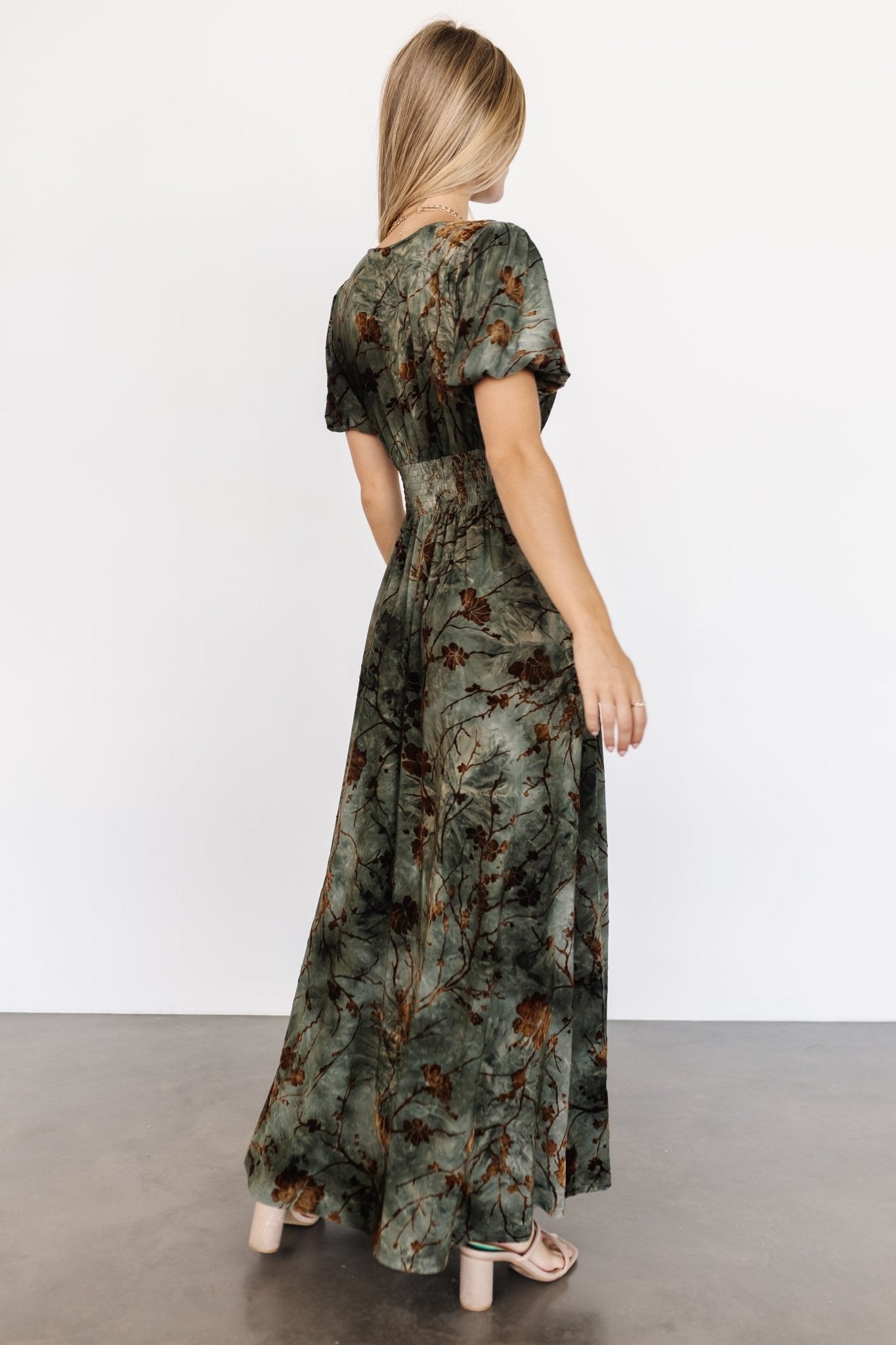 Leslie Velvet Maxi Dress | Green + Copper Sale Official