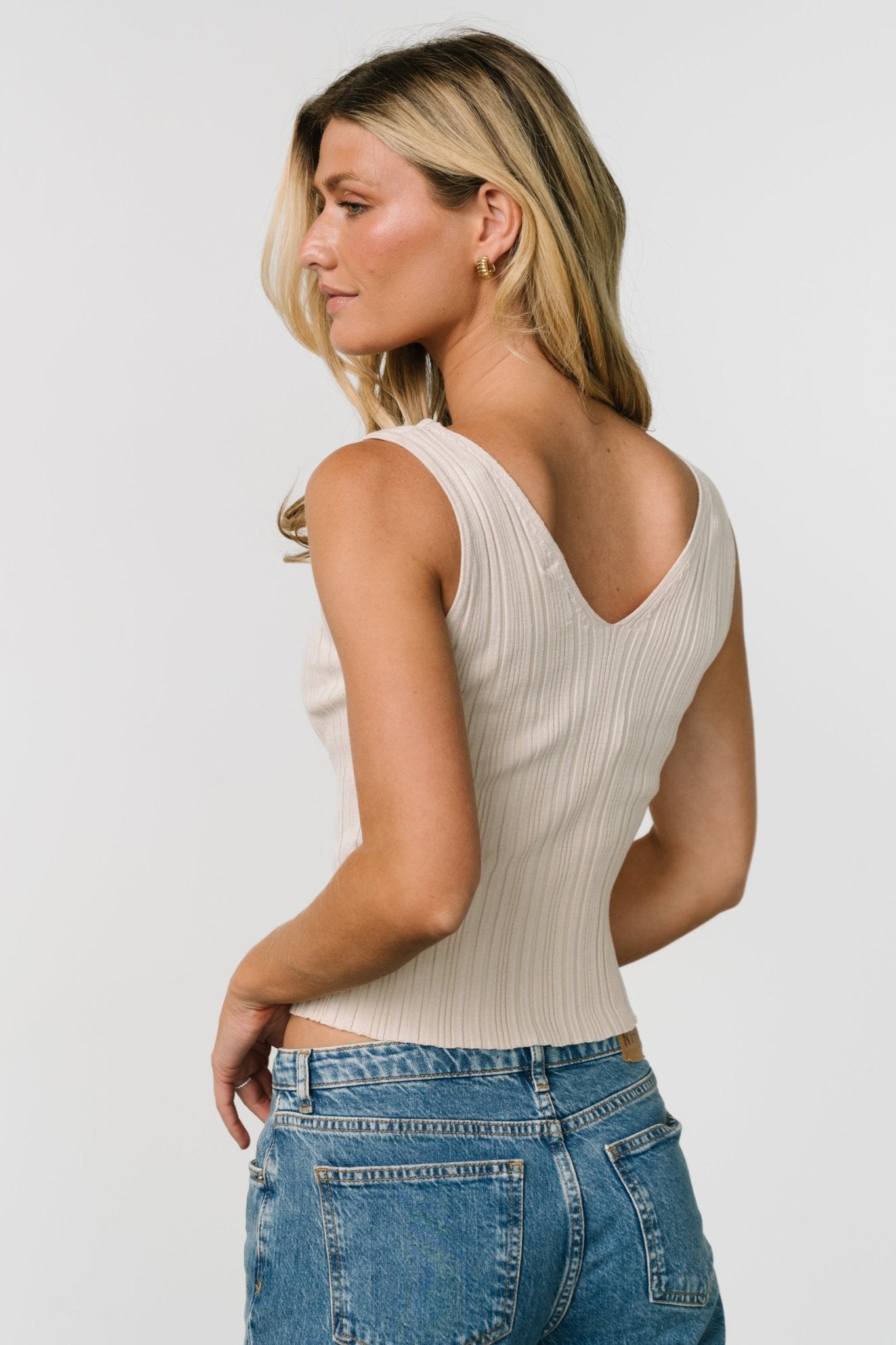 York V Neck Tank | Oatmeal Cheap Pictures