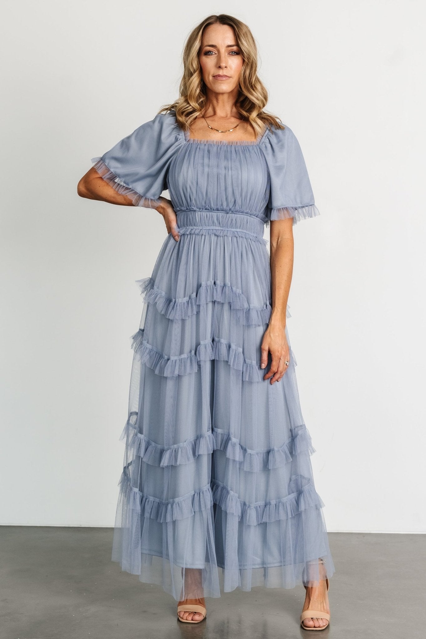 Magdalena Tulle Maxi Dress | Dusty Blue Order Cheap Pice