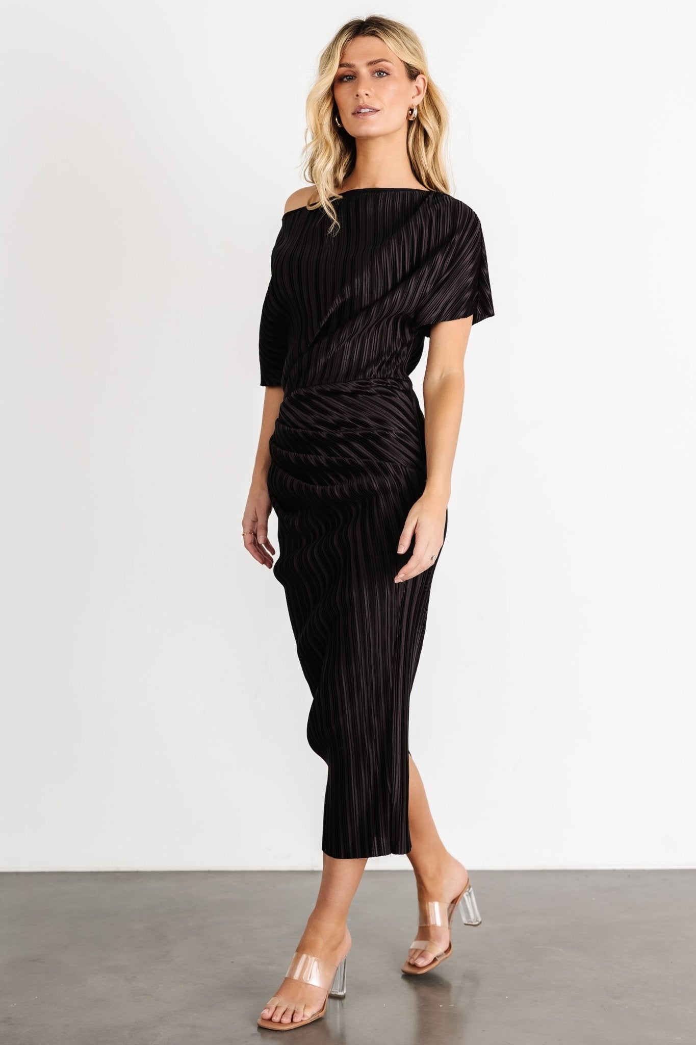 Winslow Pleated Midi Dress | Black Buy Cheap Cost