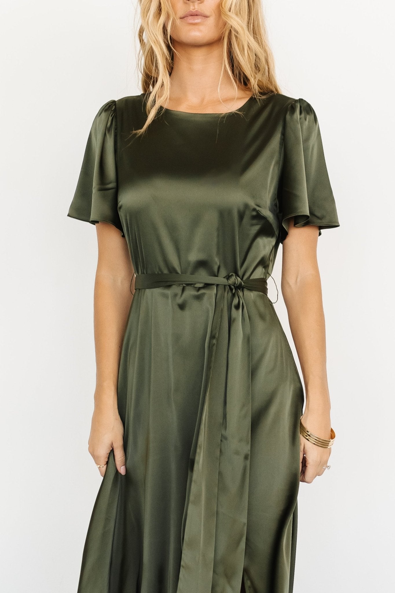 Agnes Satin Maxi Dress | Juniper Green Best Wholesale