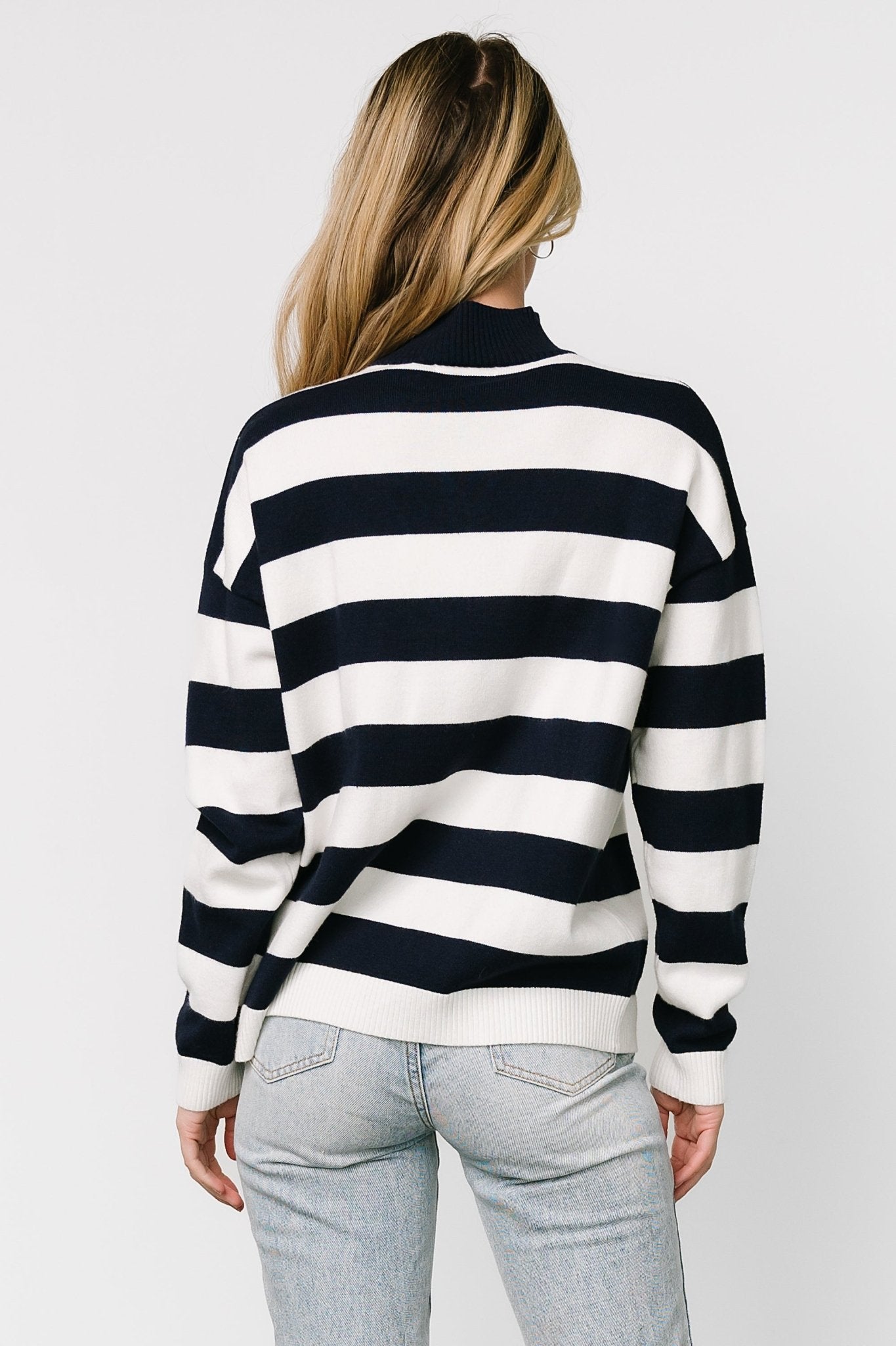 Cornell Half Zip Sweater | Navy + Off White Visit