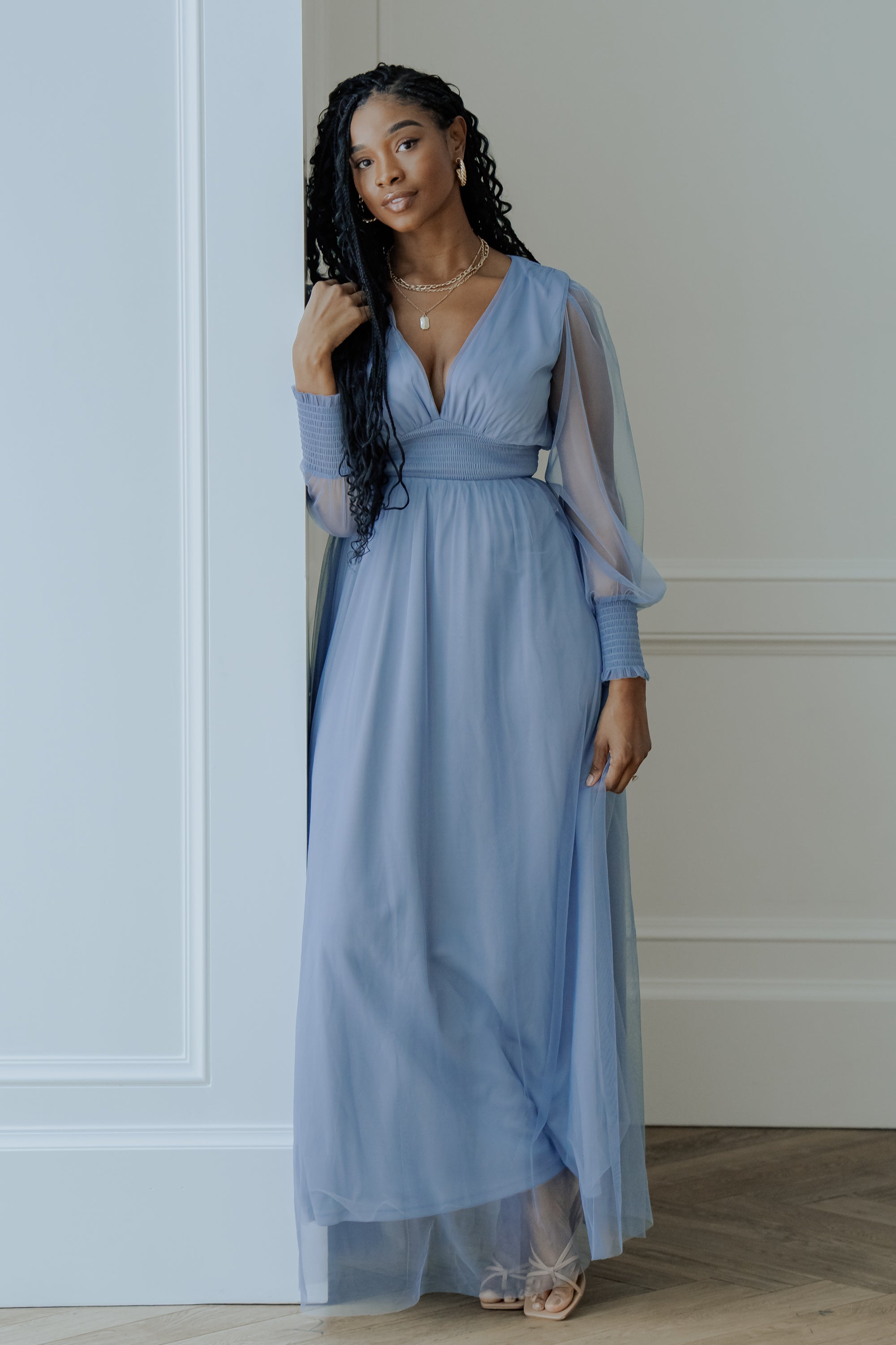 Layla Tulle Maxi Dress | Whisper Blue Clearance Cost