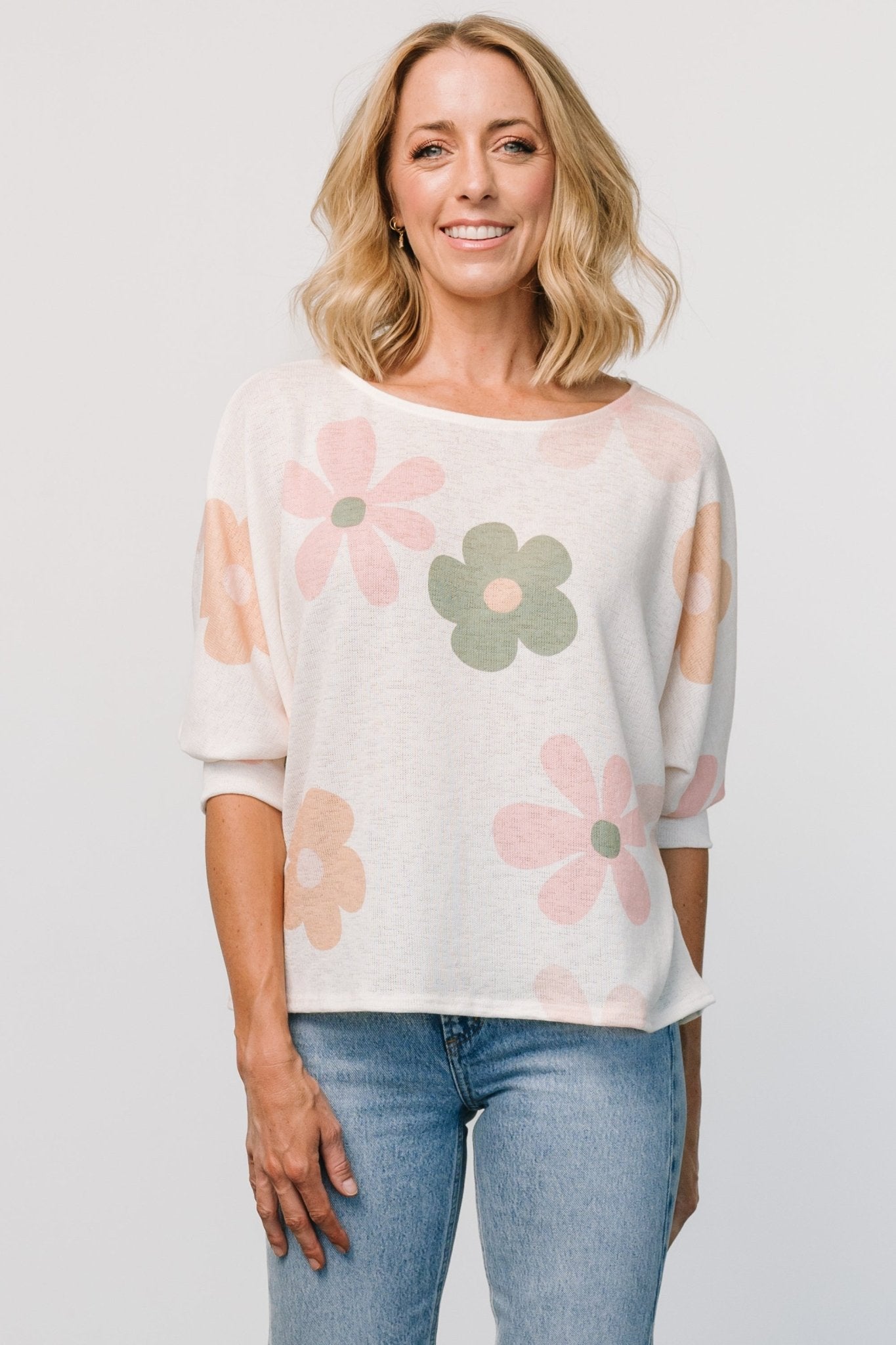 Flower Knit Top | Cream Multi Cheap Online Store