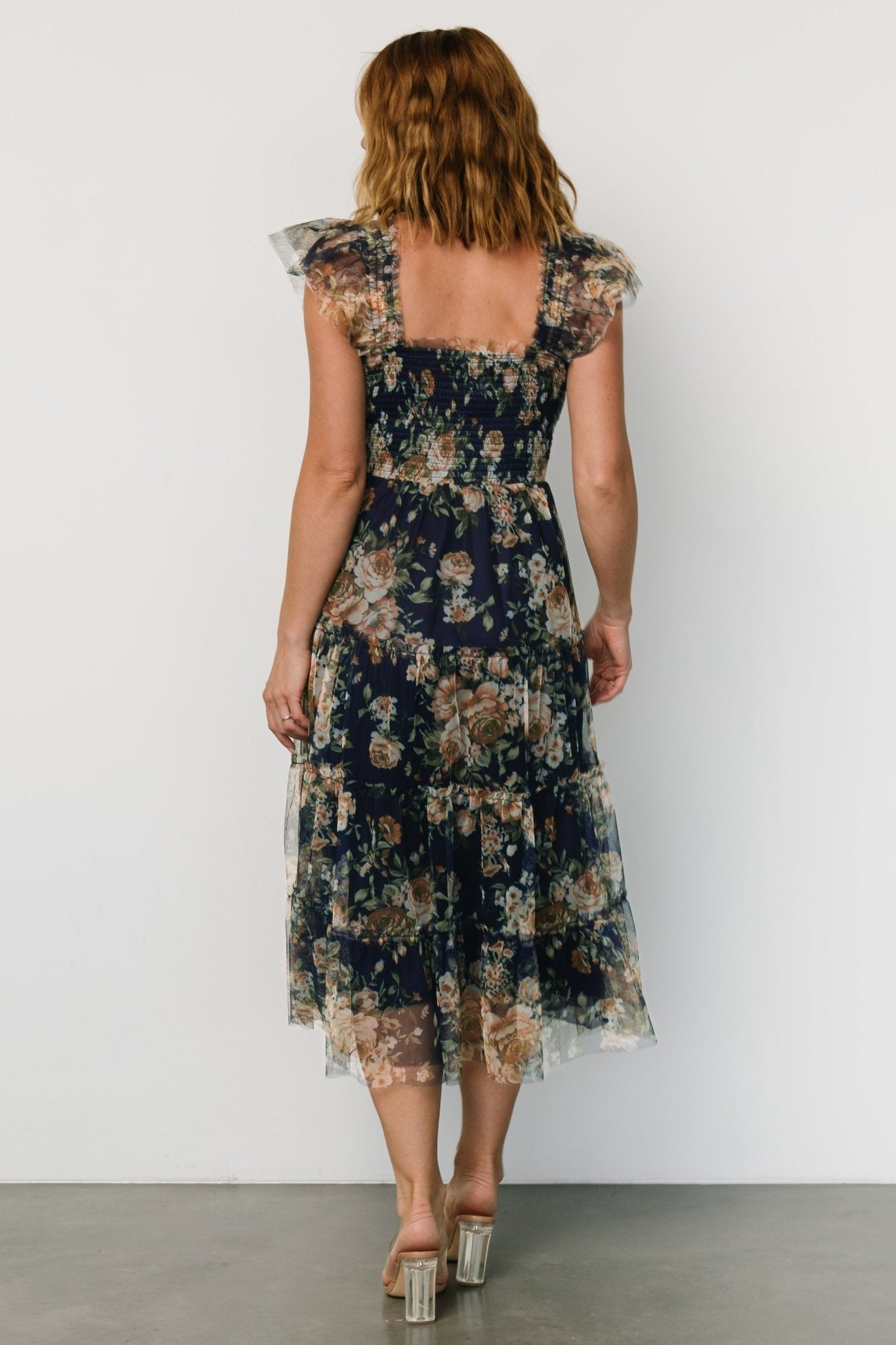 Clementine Tulle Midi Dress | Blue + Golden Floral Discount 2025 Unisex