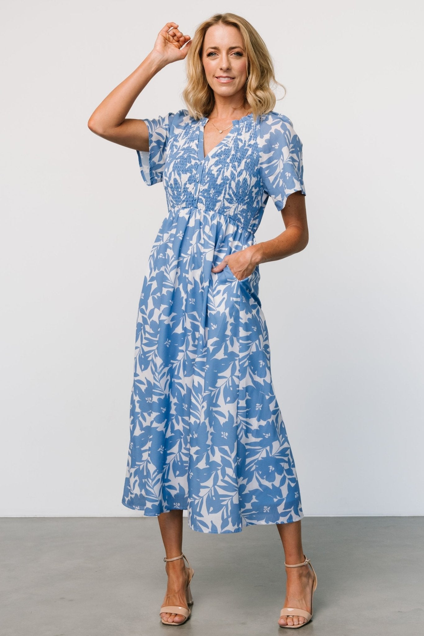 Annise Midi Dress | Blue Floral Outlet Purchase