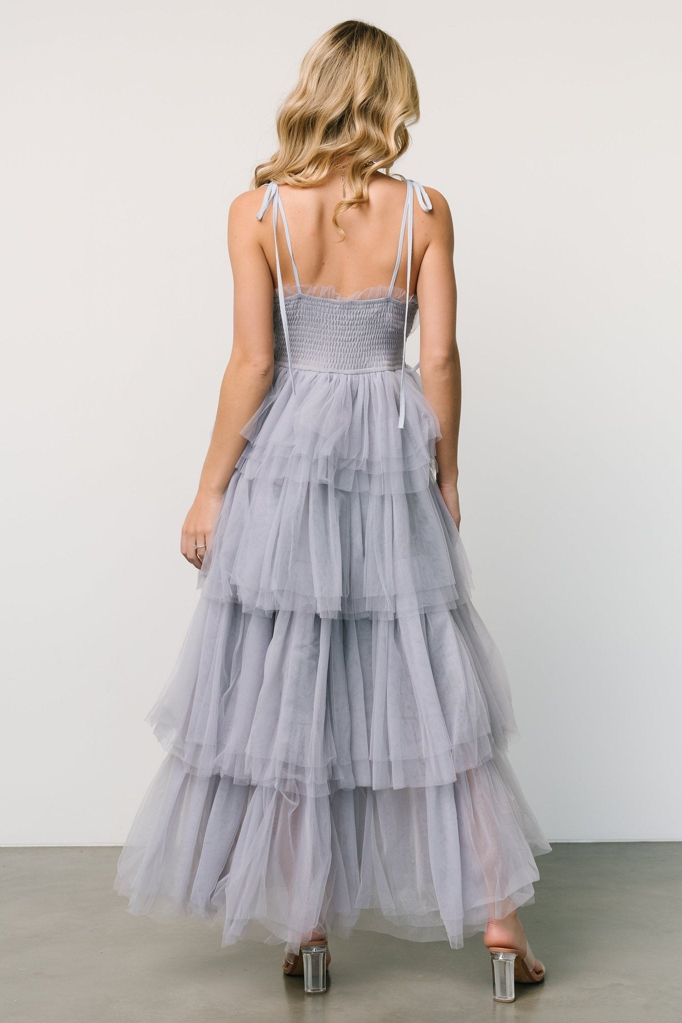 Alora Tulle Tiered Maxi Dress | Dusty Slate Sale Manchester Great Sale