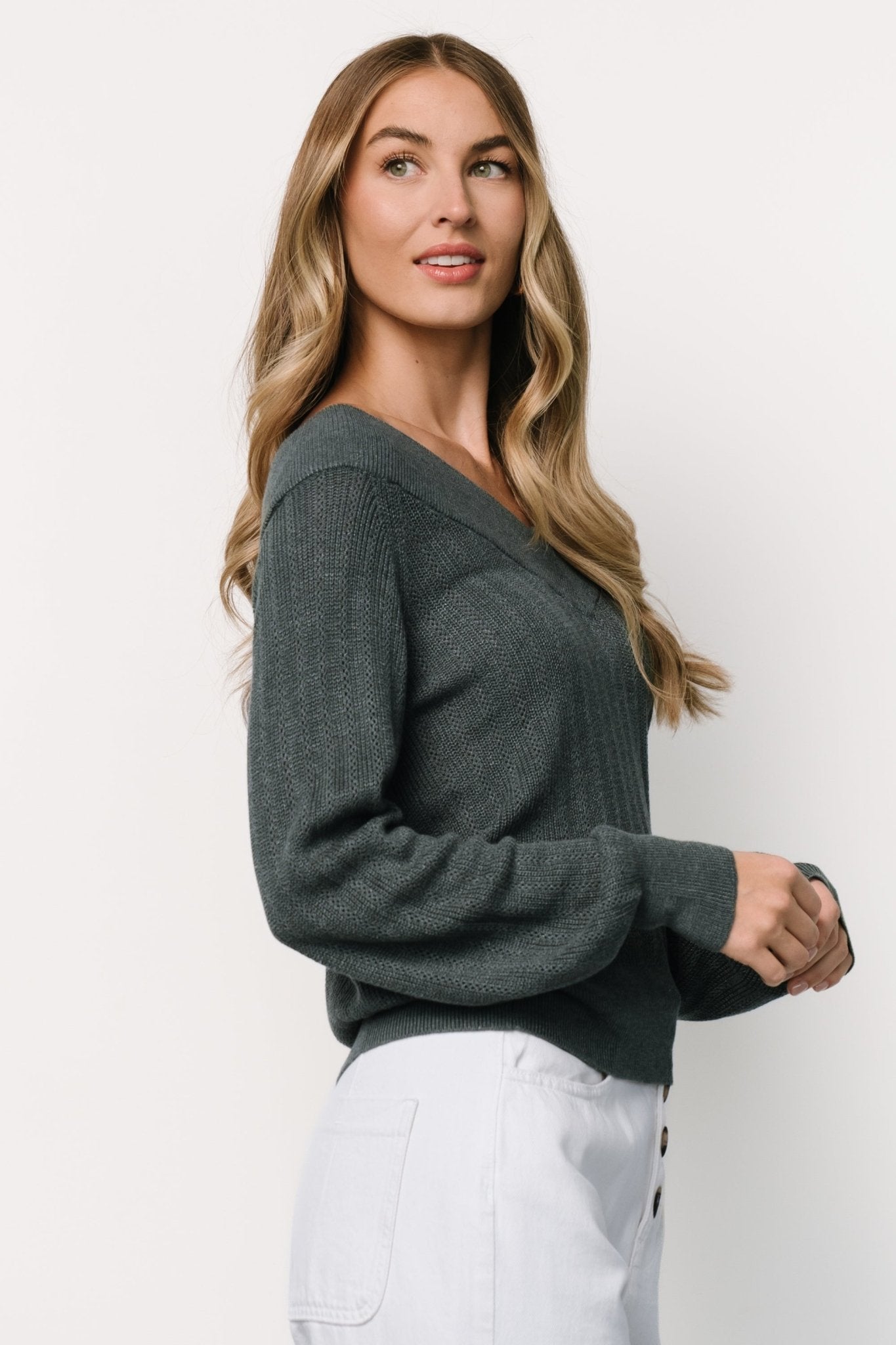 Ashby V Neck Sweater Top | Balsam Sale Official