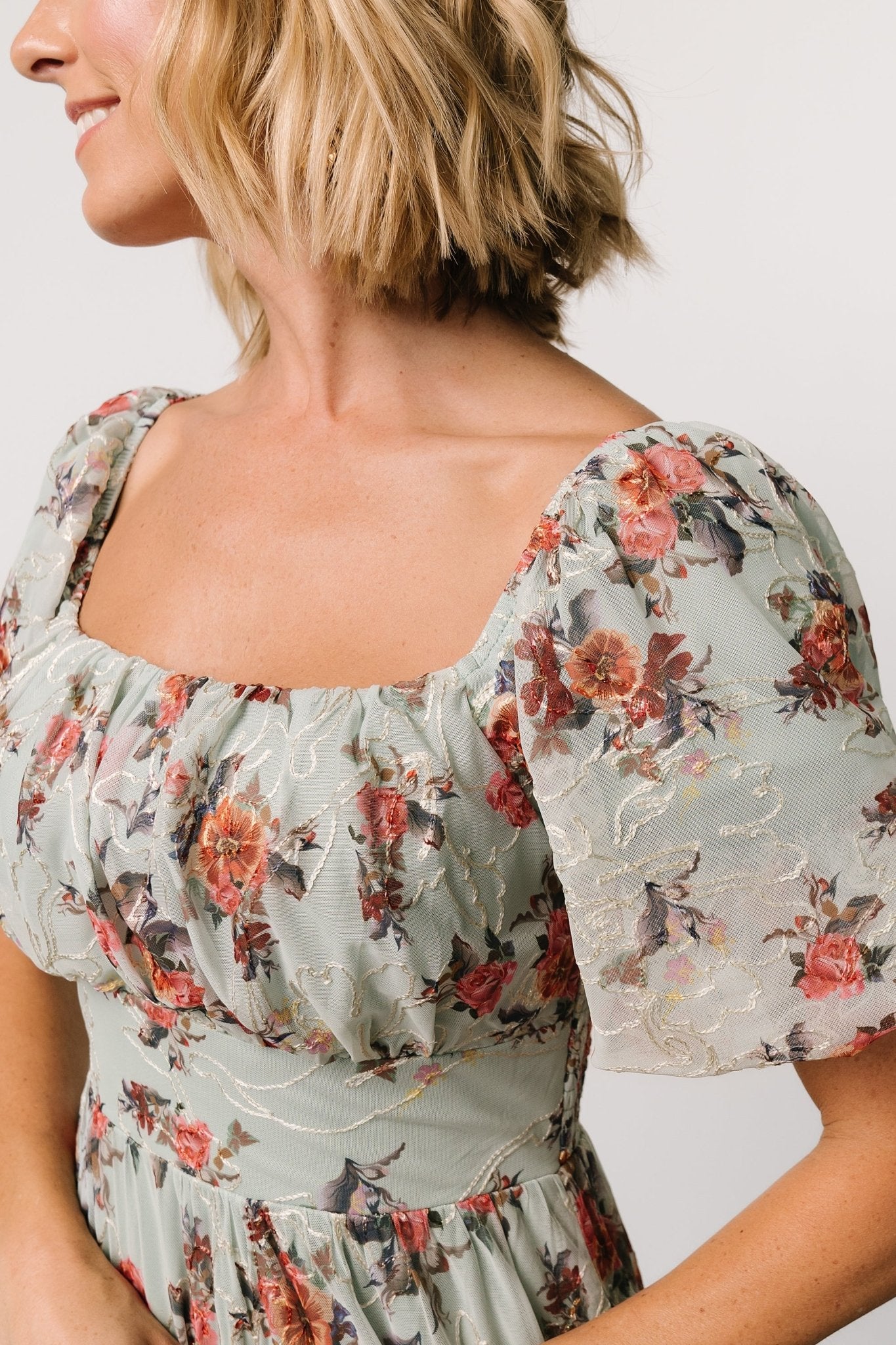 Annabeth Midi Dress | Eucalyptus Floral Clearance With Mastercard