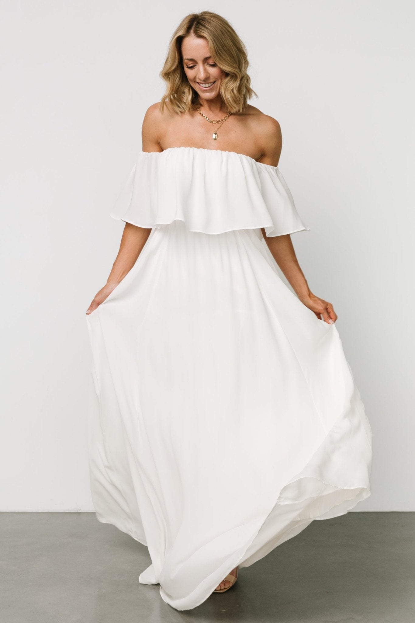 Diana Off Shoulder Maxi Dress | Off White Discount Big Sale