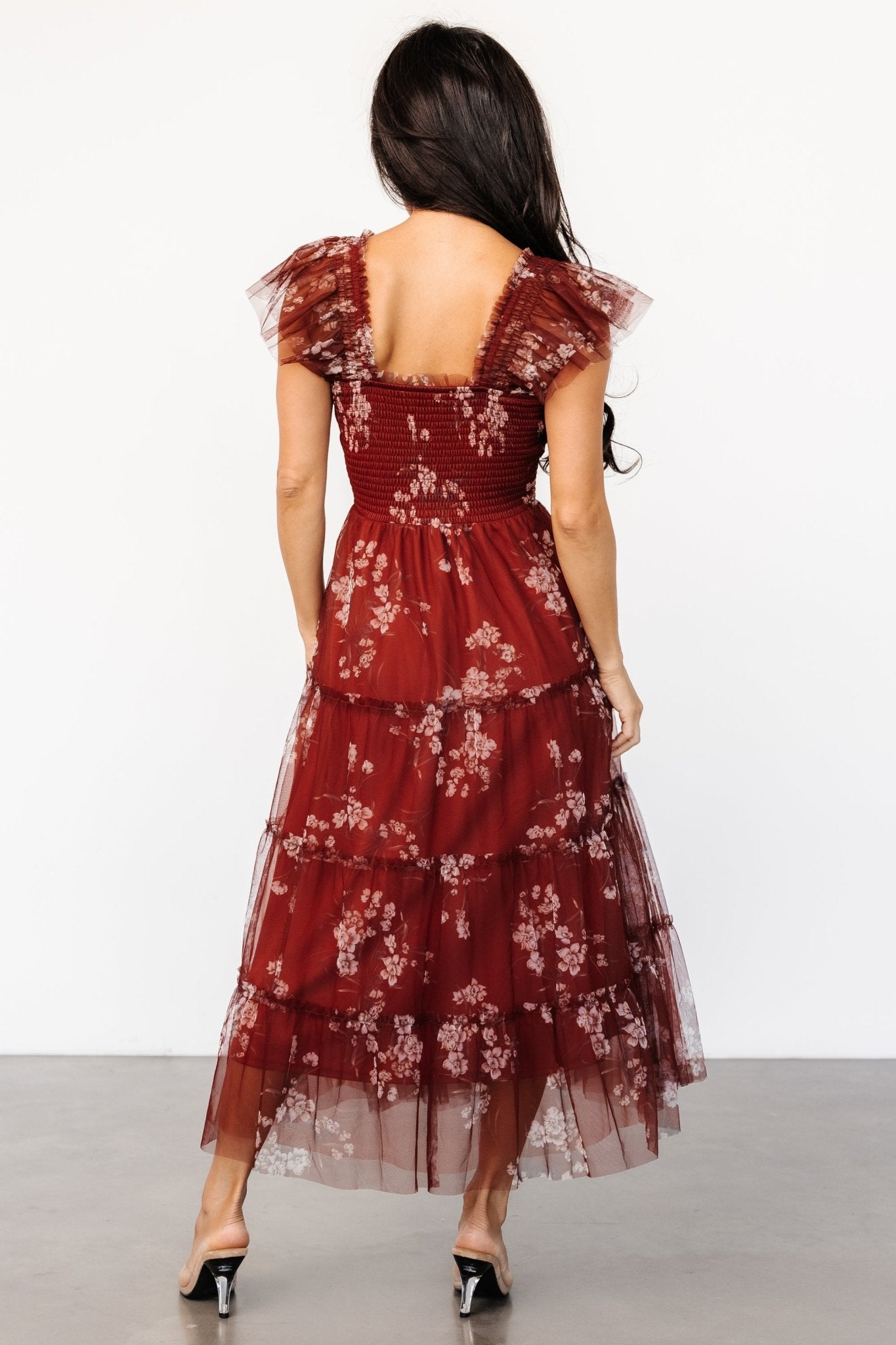 Clementine Tulle Midi Dress | Rust Floral Store Sale