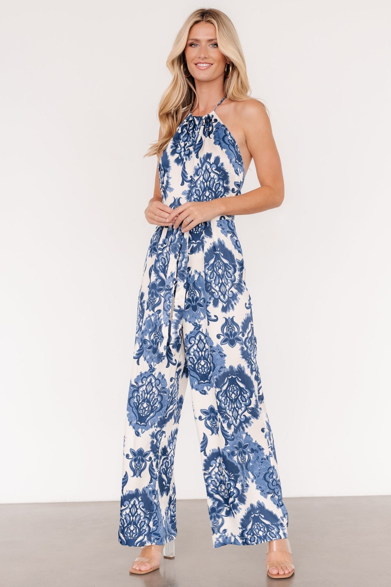 Korra Satin Jumpsuit | Blue Print Free Shipping Comfortable