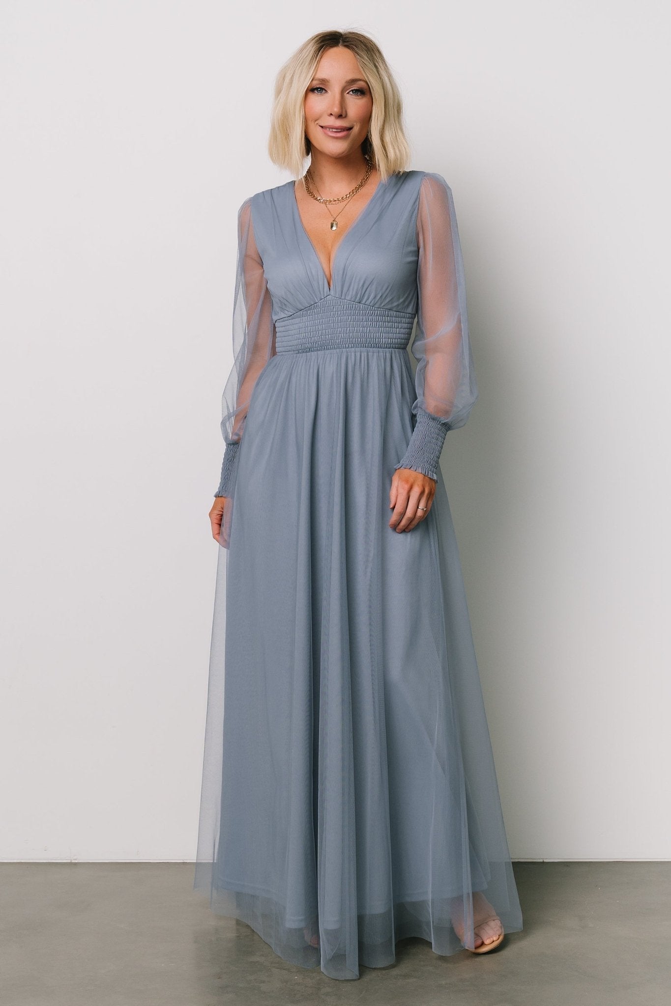 Layla Tulle Maxi Dress | Whisper Blue Clearance Cost