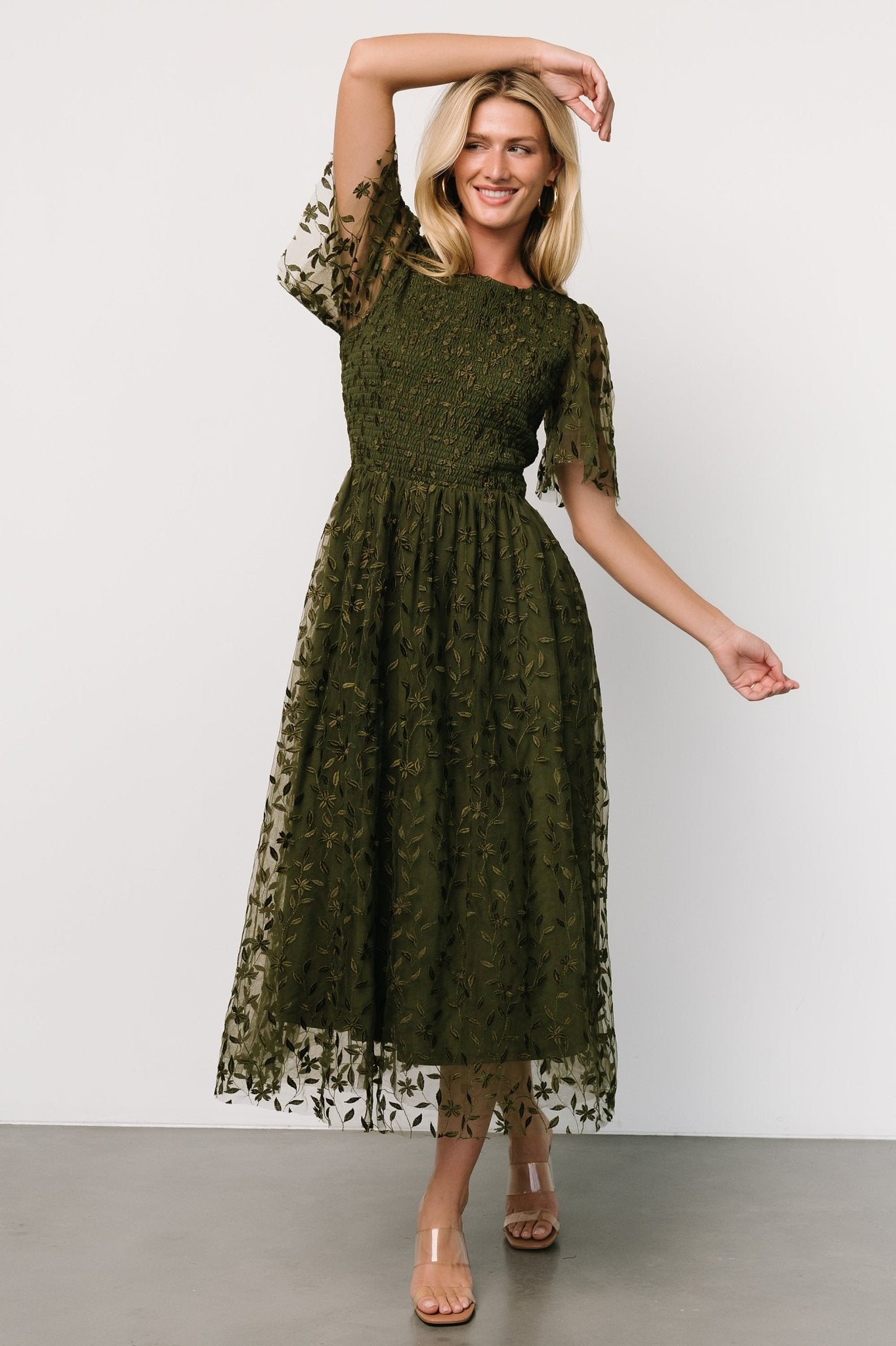 Kendra Embroidered Dress | Olive Recommend