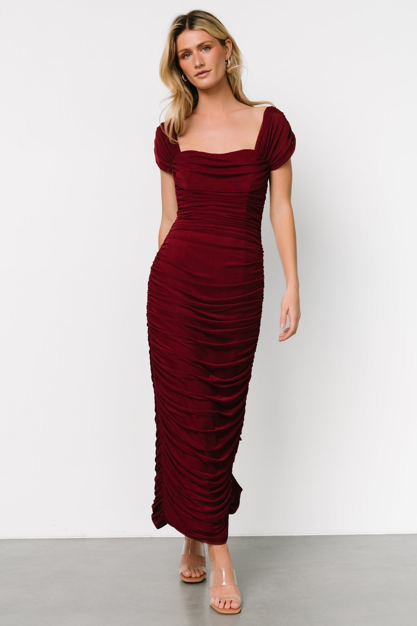 Alessandra Mesh Midi Dress | Burgundy Discount Reliable