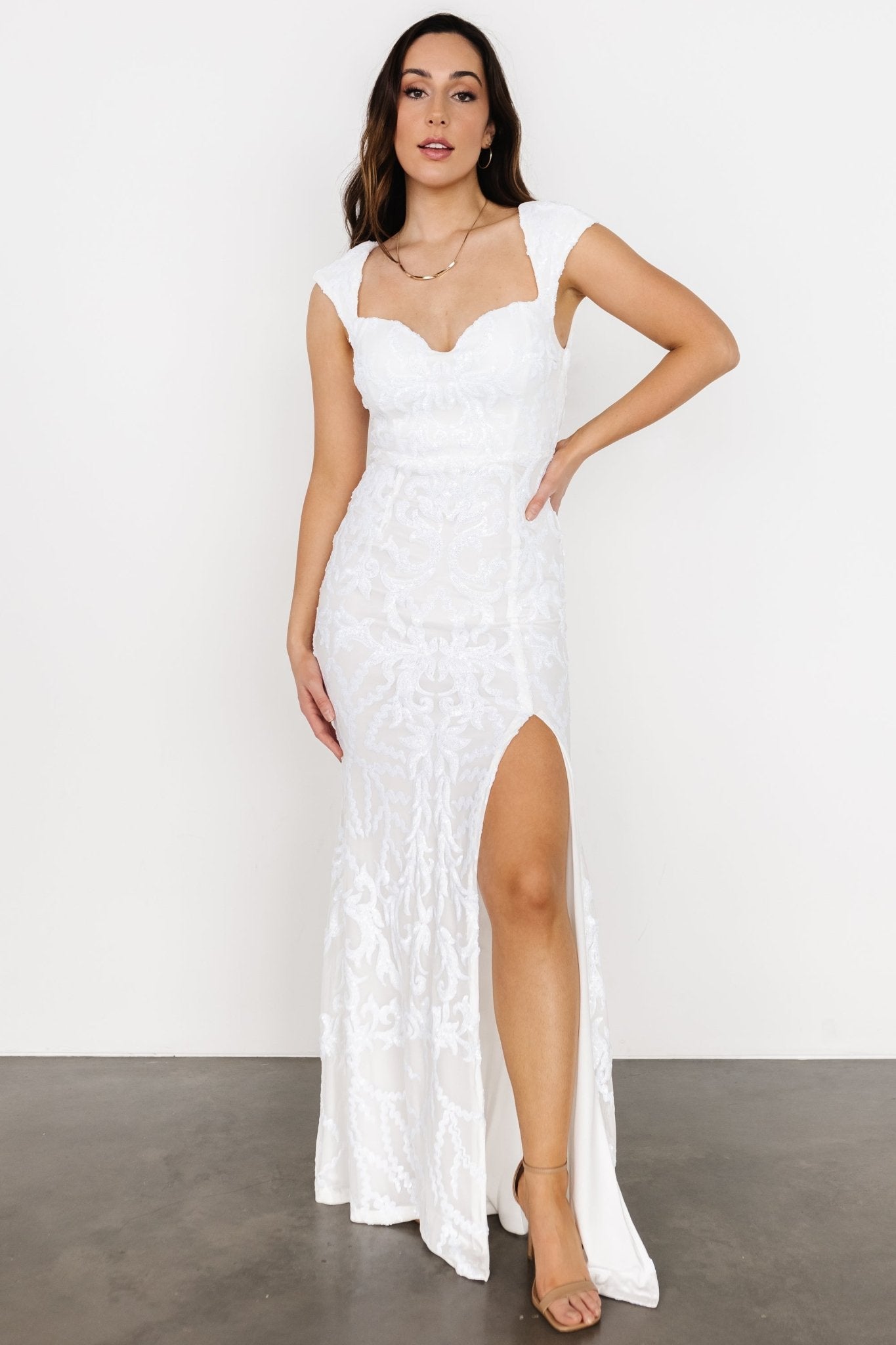 Kylene Sequin Maxi Gown | White 2025 New