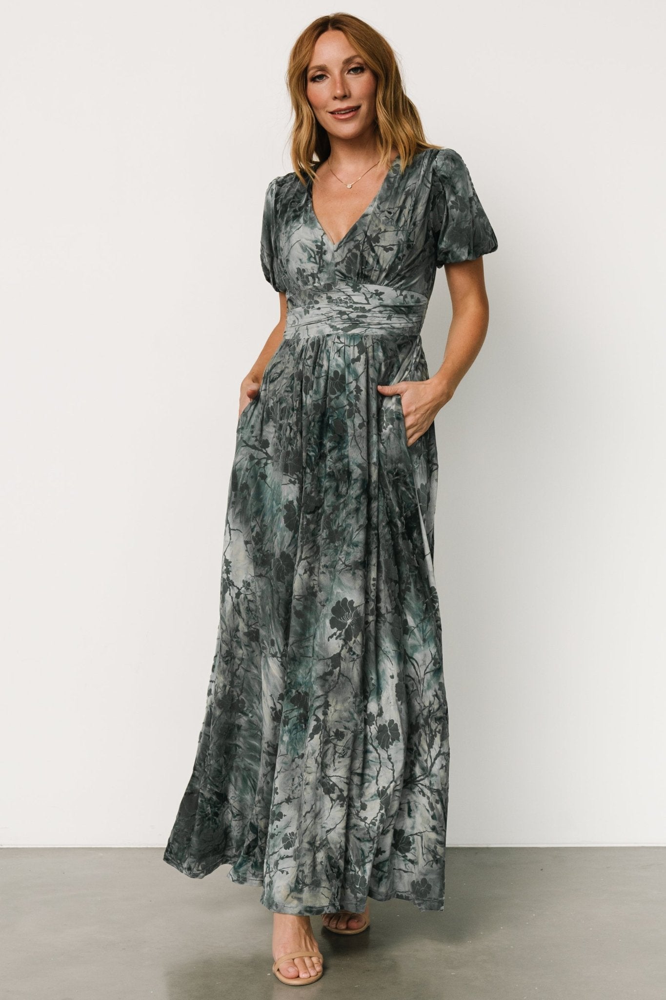 Leslie Velvet Maxi Dress | Slate Blue Outlet Factory Outlet