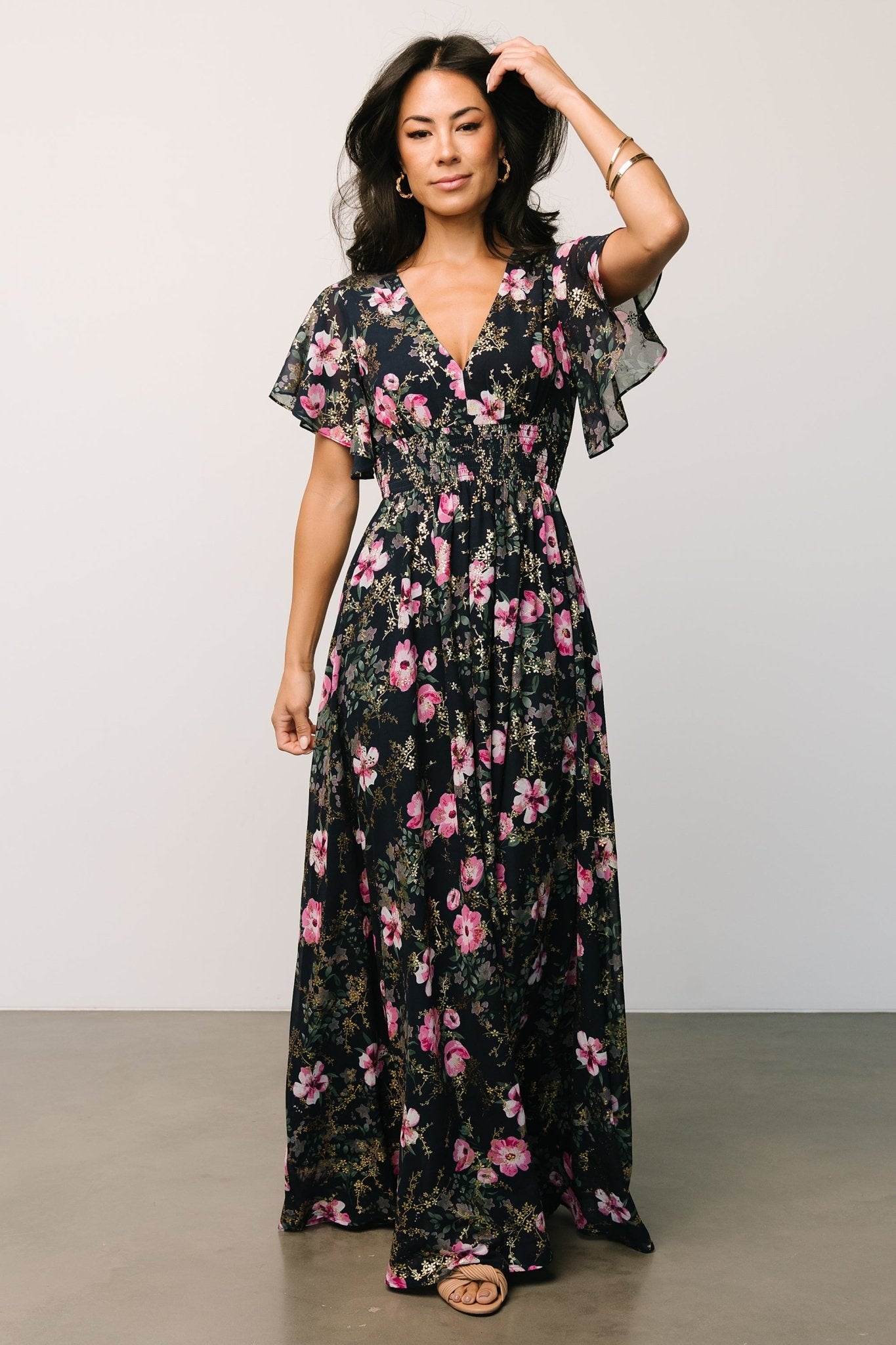 Lynlee Metallic Maxi Dress | Dark Blue + Pink Genuine Sale Online