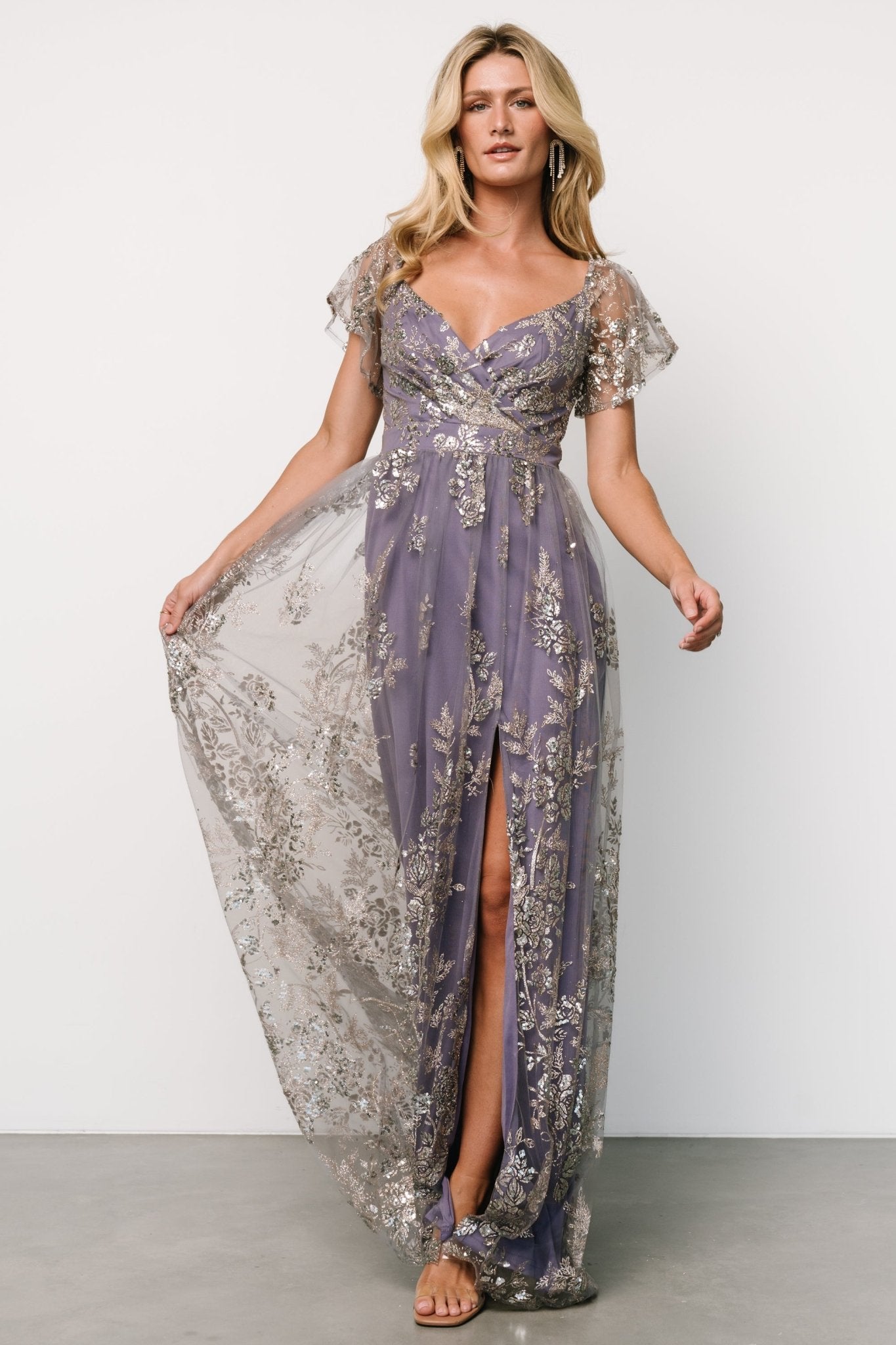 Corinne Shimmer Maxi Gown | Blue + Rose Free Shipping For Nice