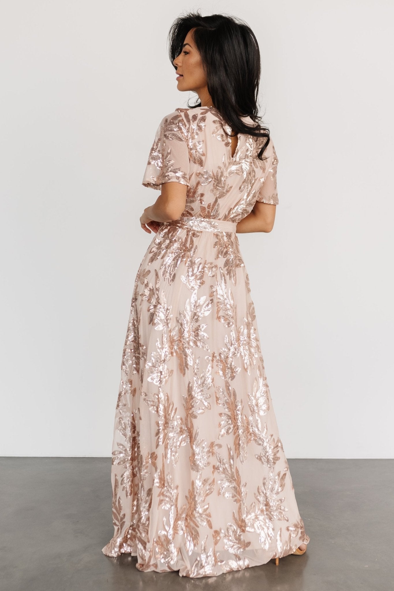 Muse Sequin Maxi Dress | Rose Gold Clearance Low Shipping