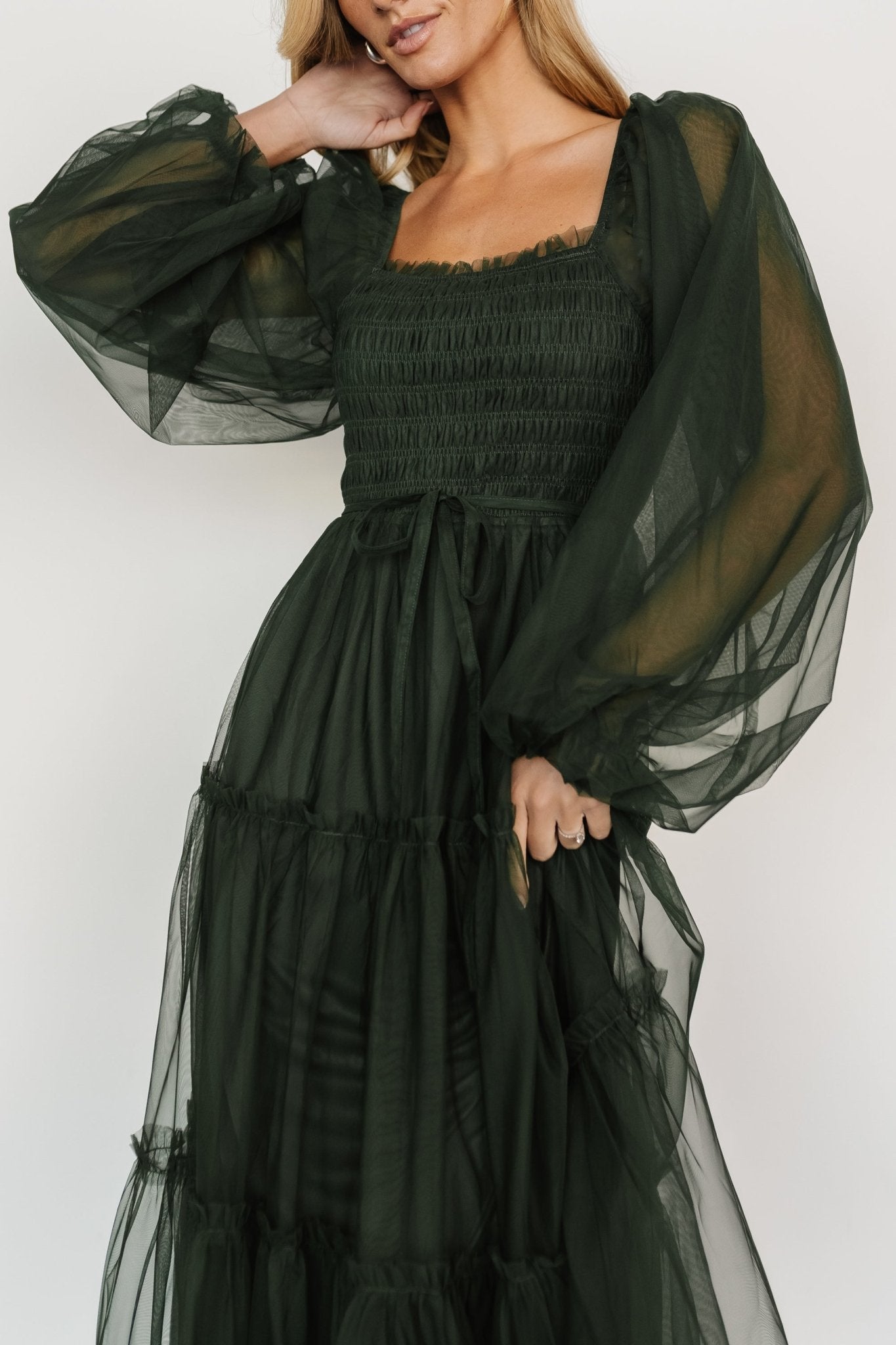 Katrina Tulle Maxi Dress | Dark Green Collections