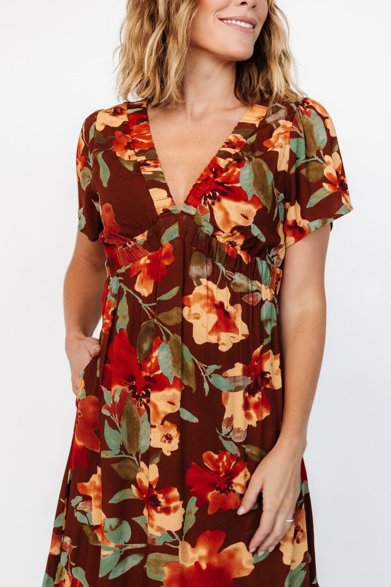 Cassie Short Sleeve Dress | Copper Floral Cheap Pice Free Shipping