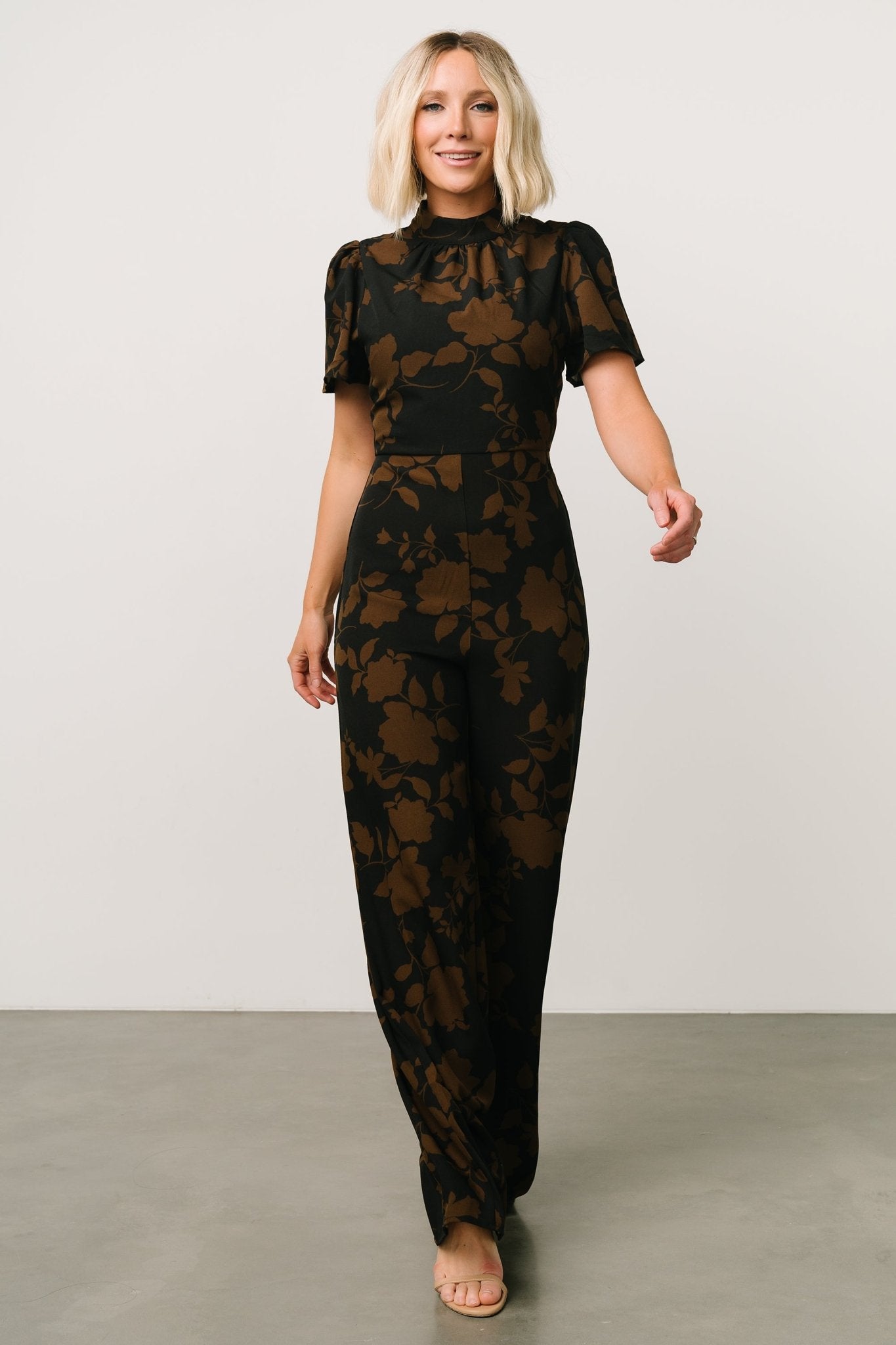 Langham Mock Neck Jumpsuit | Espresso Print Cheap Sale Manchester Great Sale