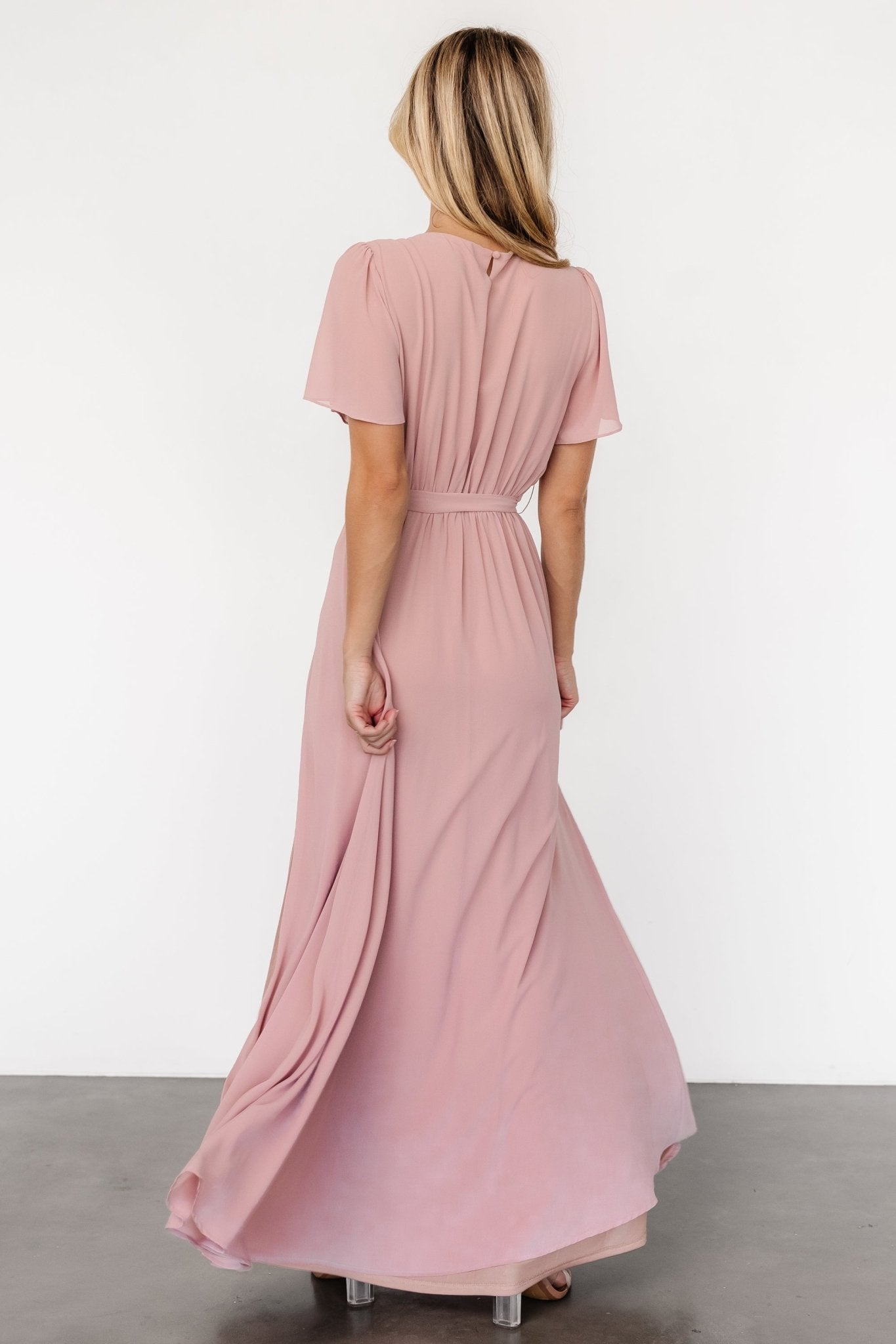 Naomi Short Sleeve Maxi Dress | Blush Pink Discount The Cheapest