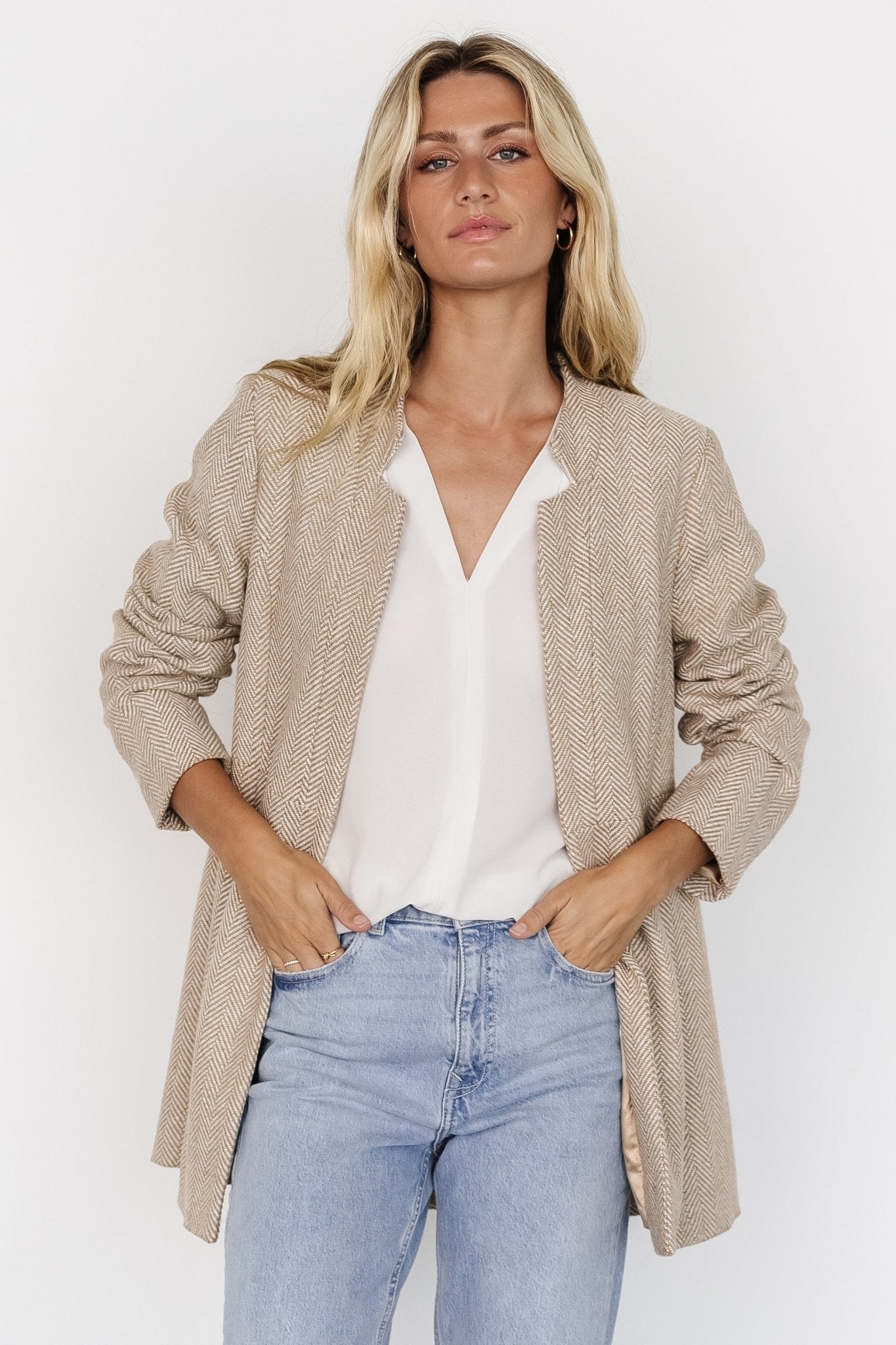 Stratford Open Front Blazer | Natural Cheap 100% Original