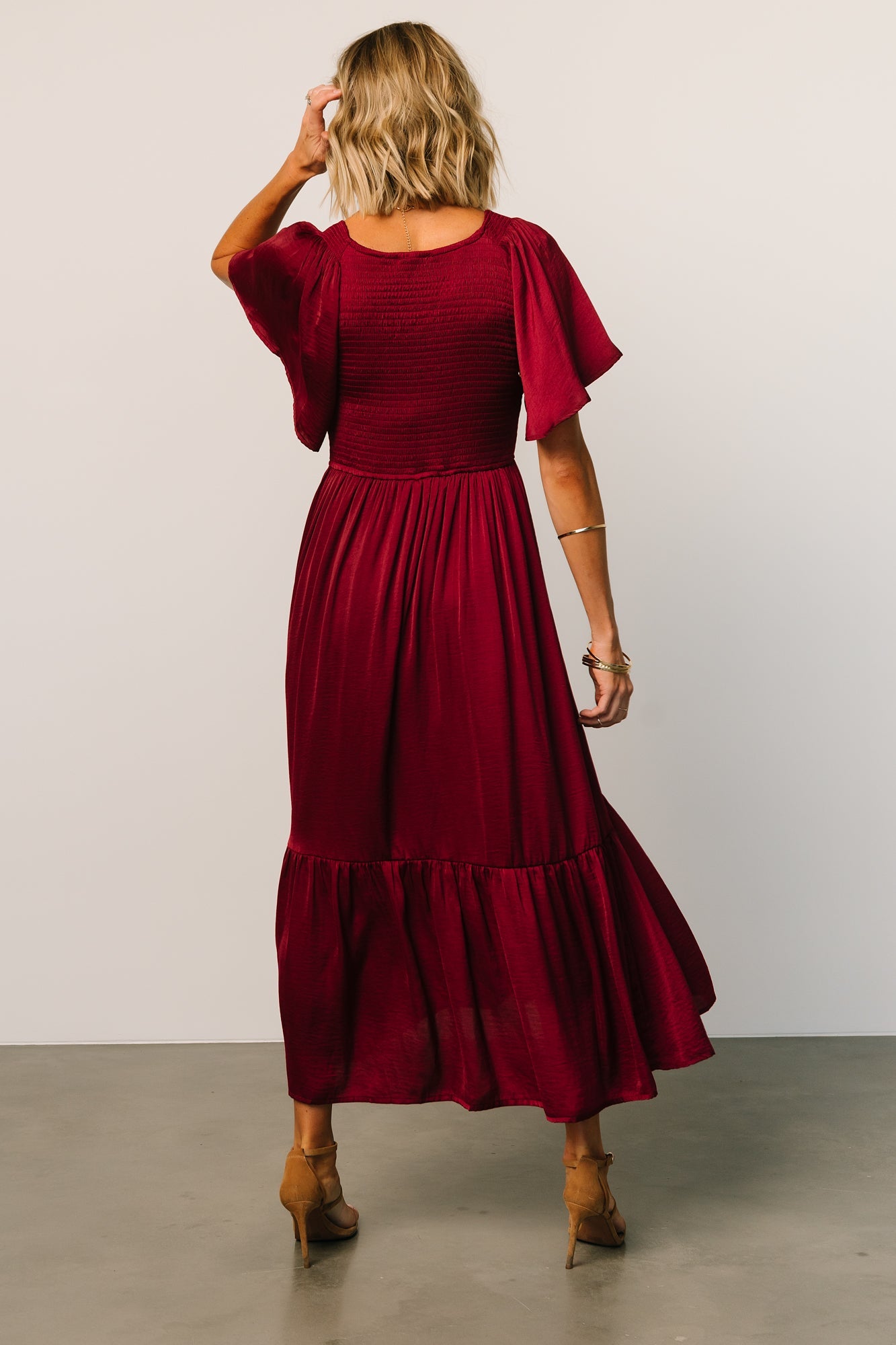 Lovell Smocked Midi Dress | Wine For Sale For Sale